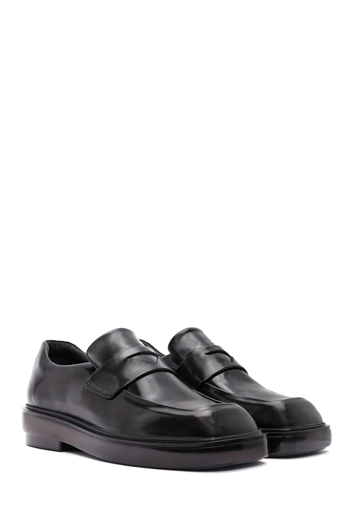 Kadın Siyah Deri Maskülen Loafer - Image 3