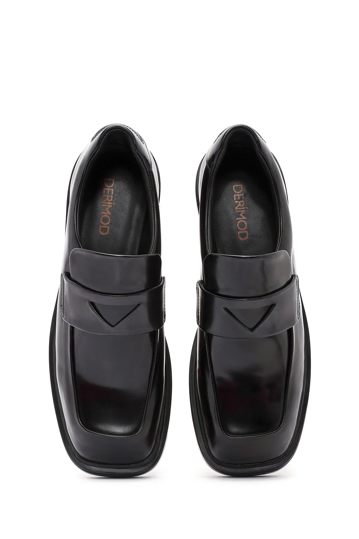 Kadın Siyah Deri Maskülen Loafer - Image 7