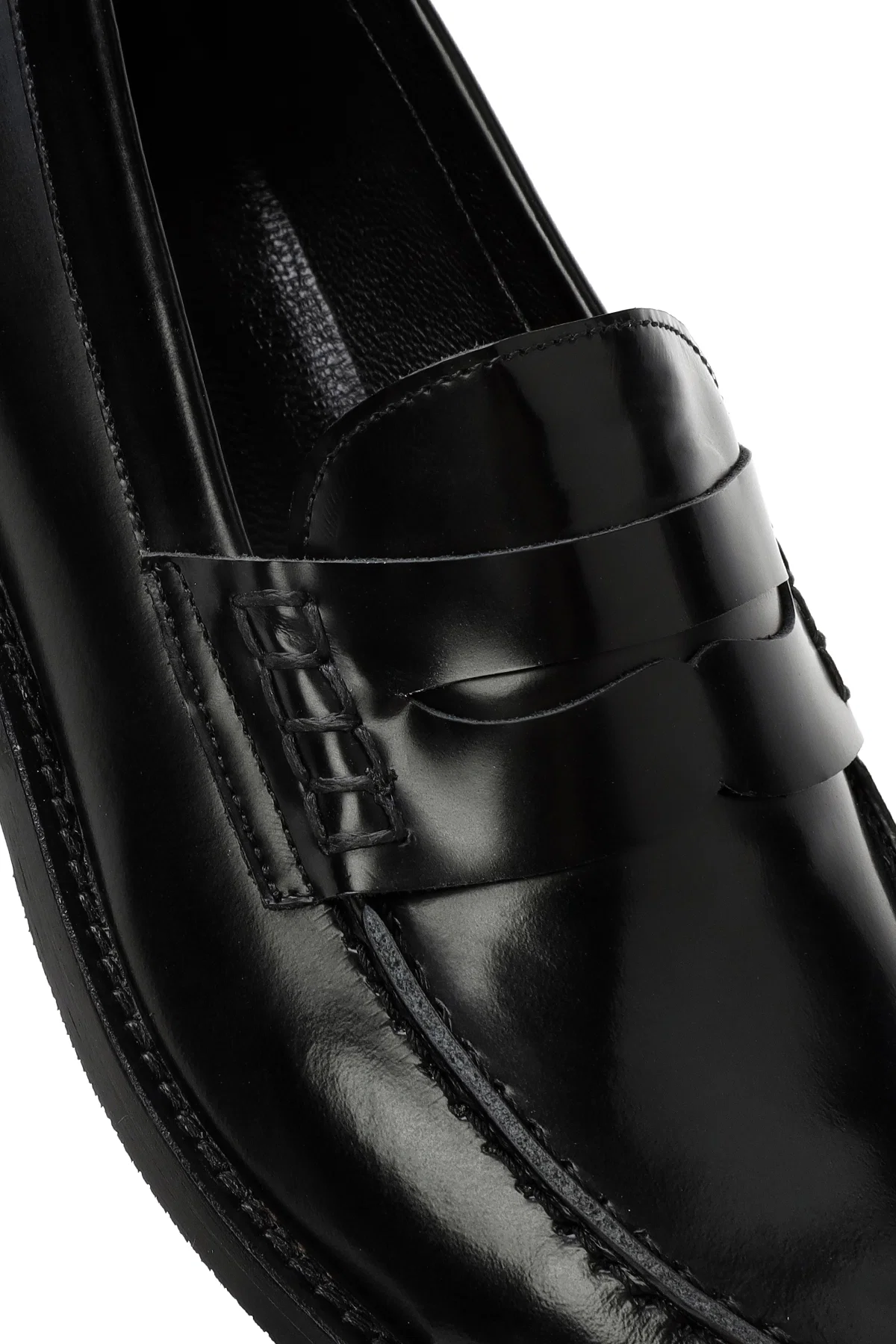 Kadın Siyah Deri Maskülen Loafer - Image 10