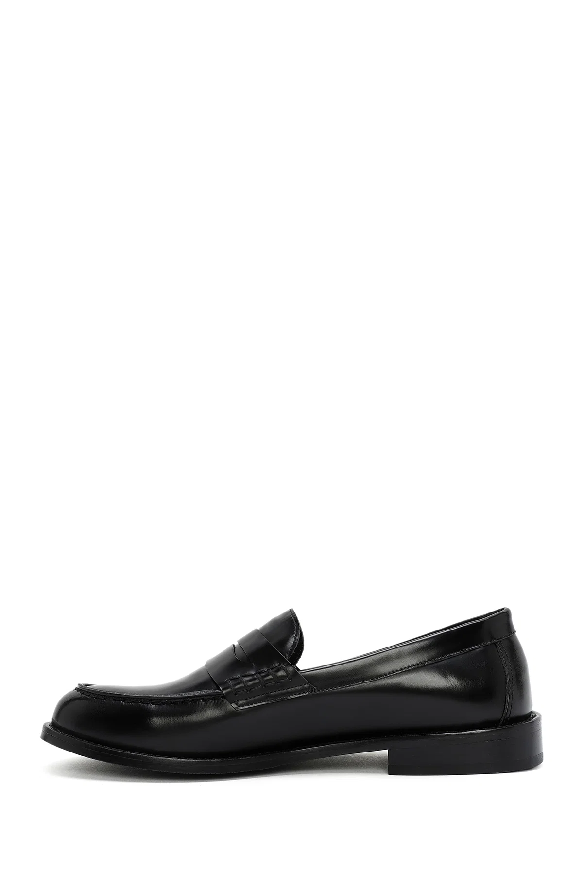 Kadın Siyah Deri Maskülen Loafer - Image 2