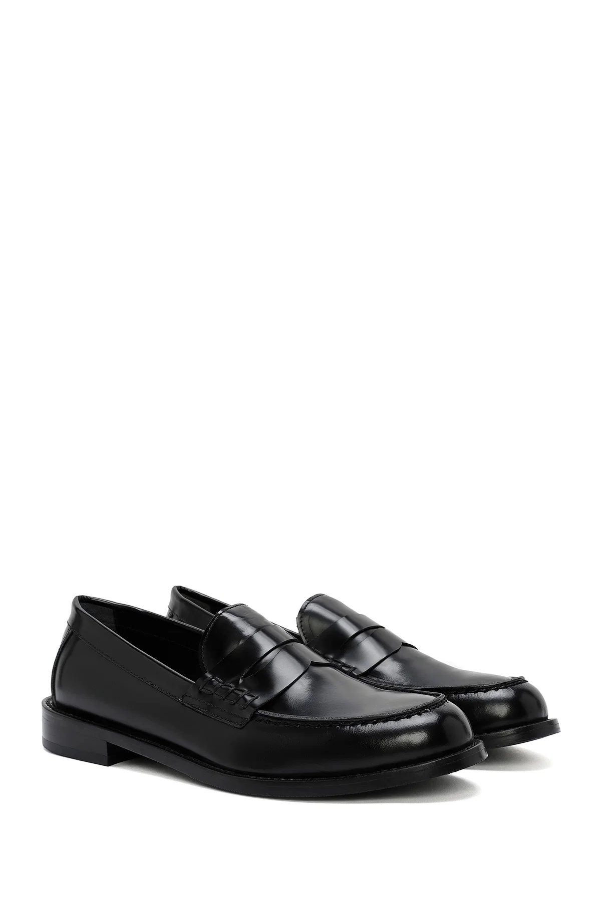 Kadın Siyah Deri Maskülen Loafer - Image 3