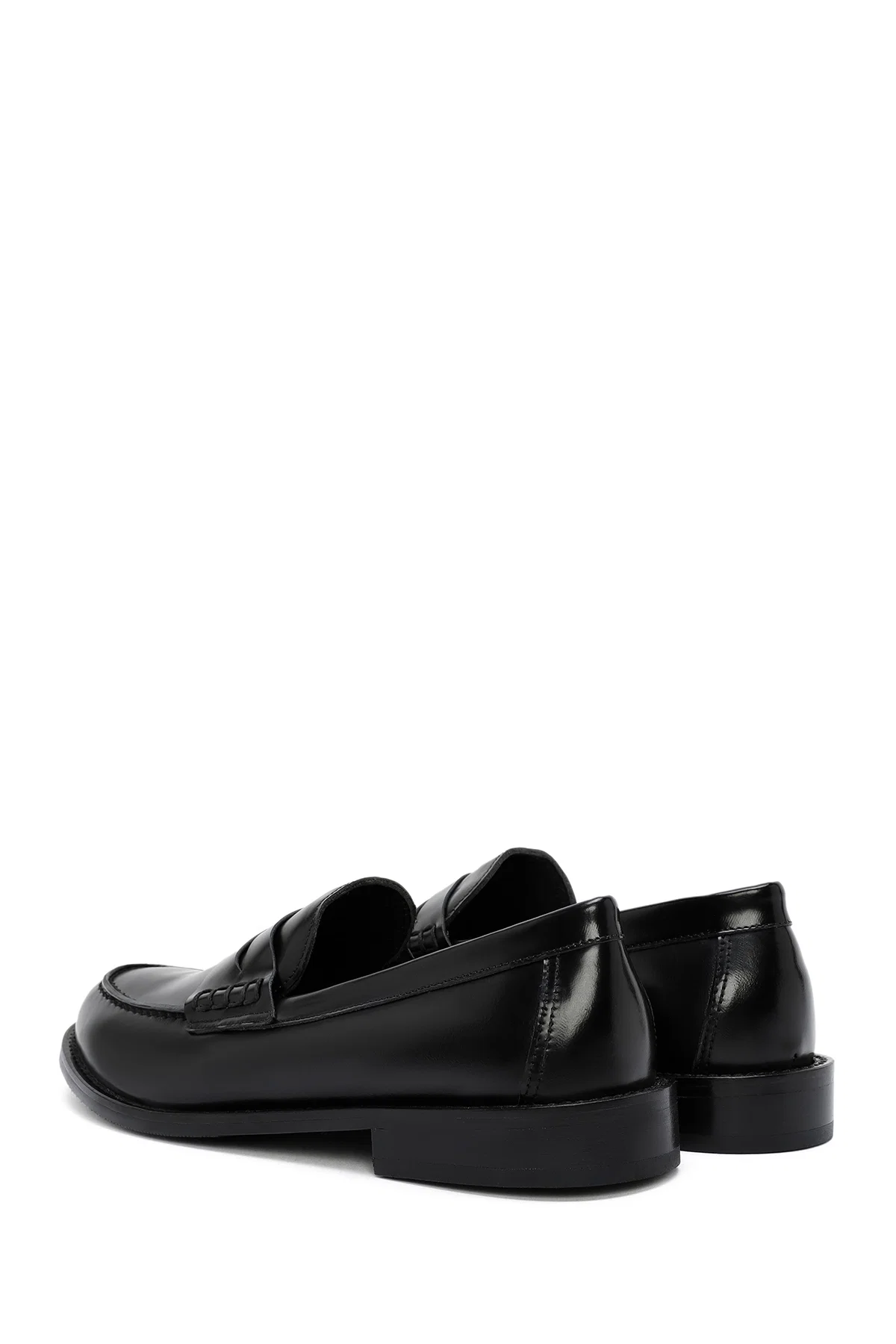 Kadın Siyah Deri Maskülen Loafer - Image 5