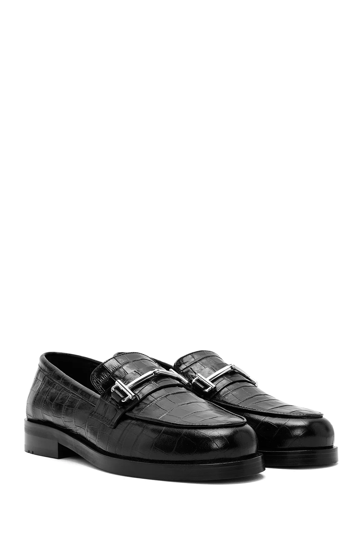 Kadın Siyah Deri Maskülen Loafer - Image 3