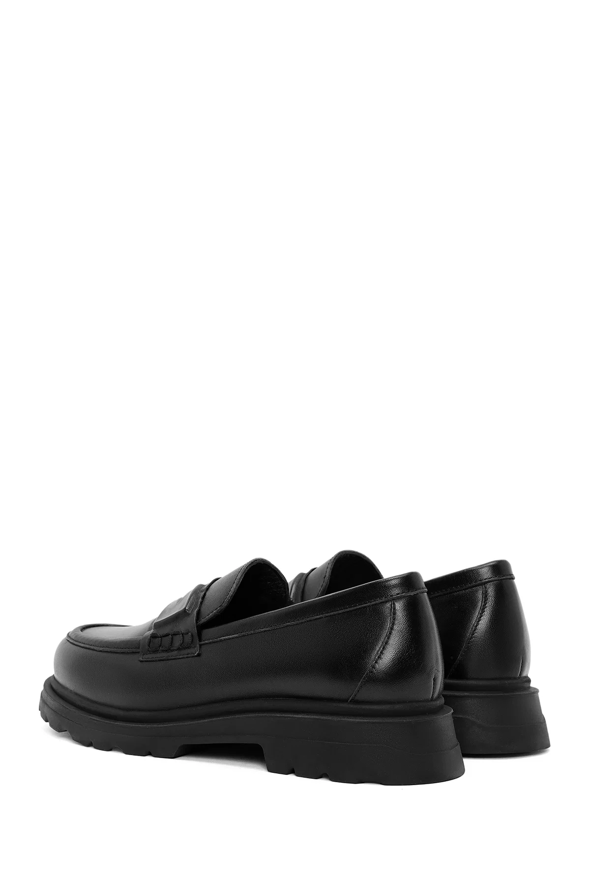 Kadın Siyah Deri Maskülen Loafer - Image 5