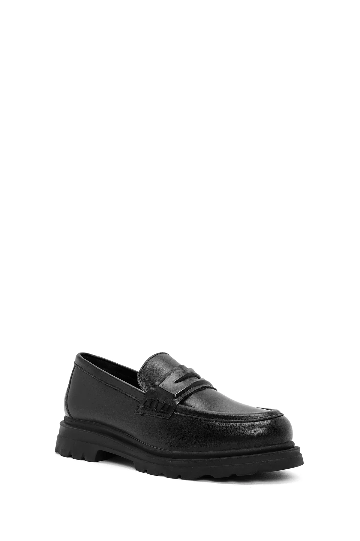 Kadın Siyah Deri Maskülen Loafer - Image 6