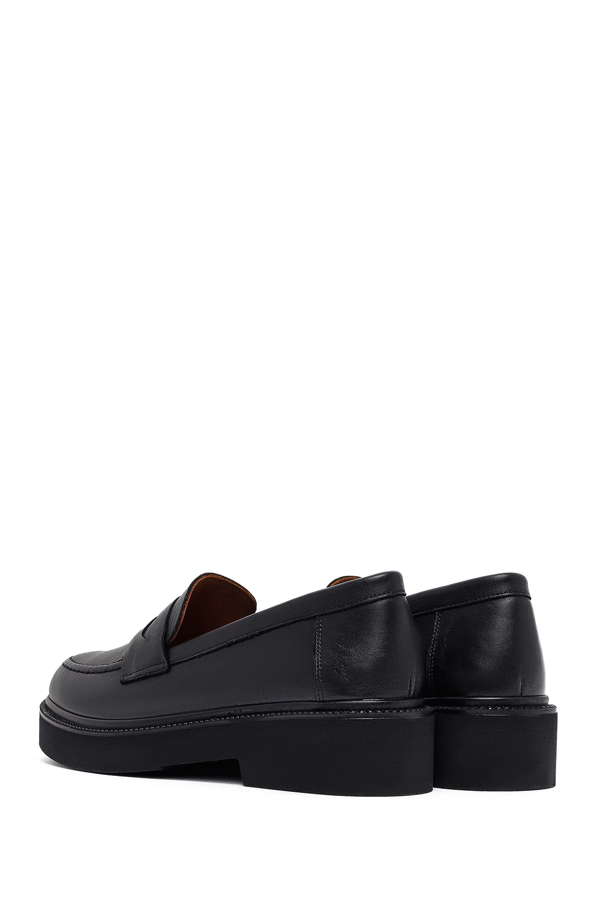 Kadın Siyah Deri Maskülen Loafer - Image 5