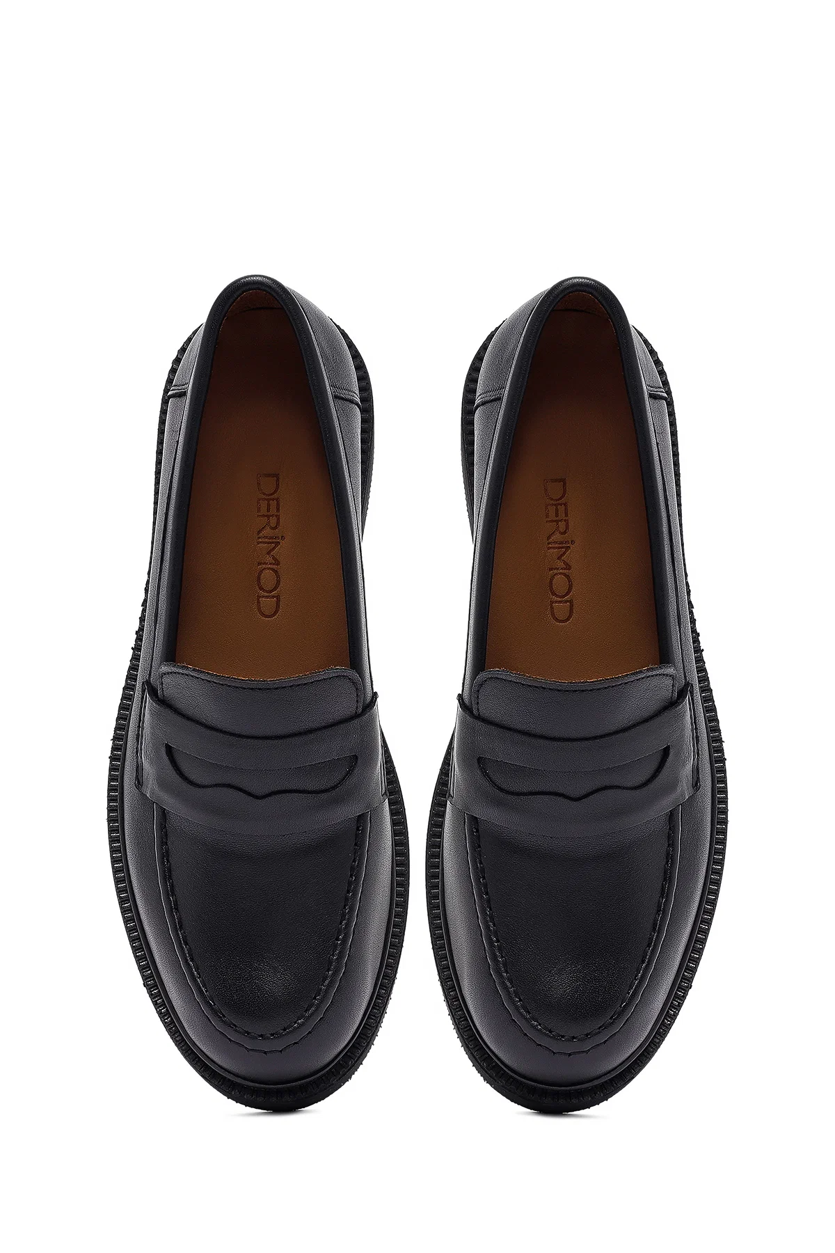 Kadın Siyah Deri Maskülen Loafer - Image 7