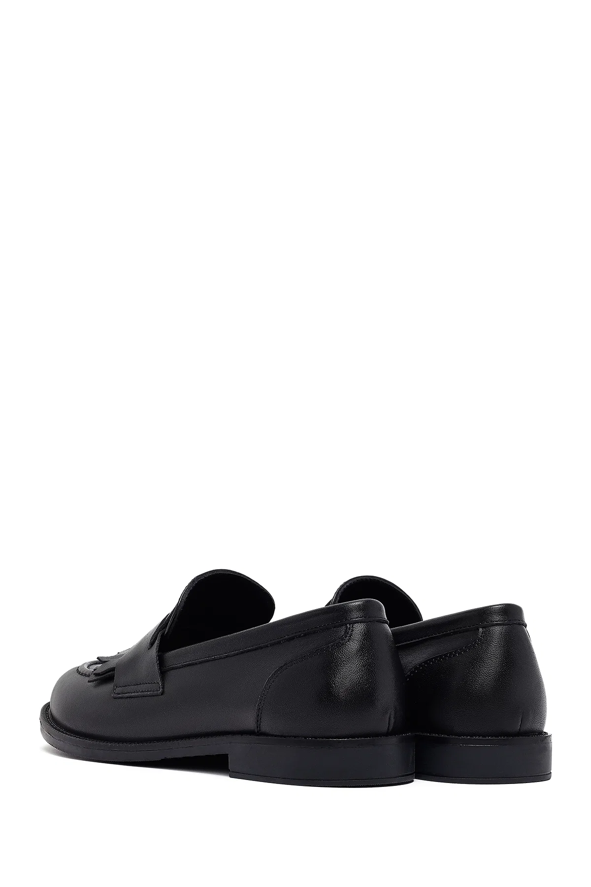Kadın Siyah Deri Maskülen Loafer - Image 5