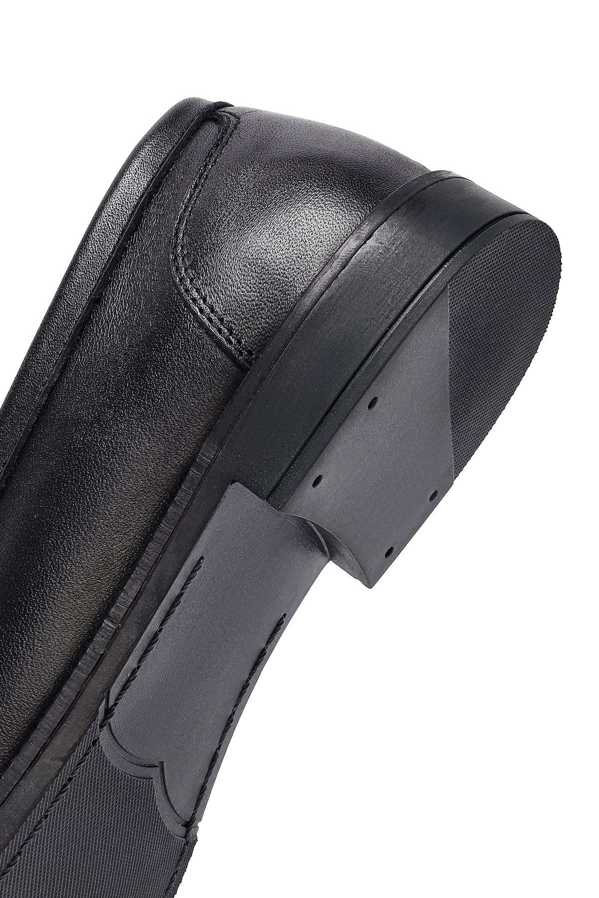 Kadın Siyah Deri Maskülen Loafer - Image 8