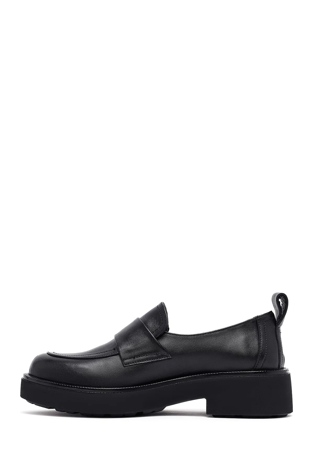 Kadın Siyah Deri Maskülen Loafer - Image 2