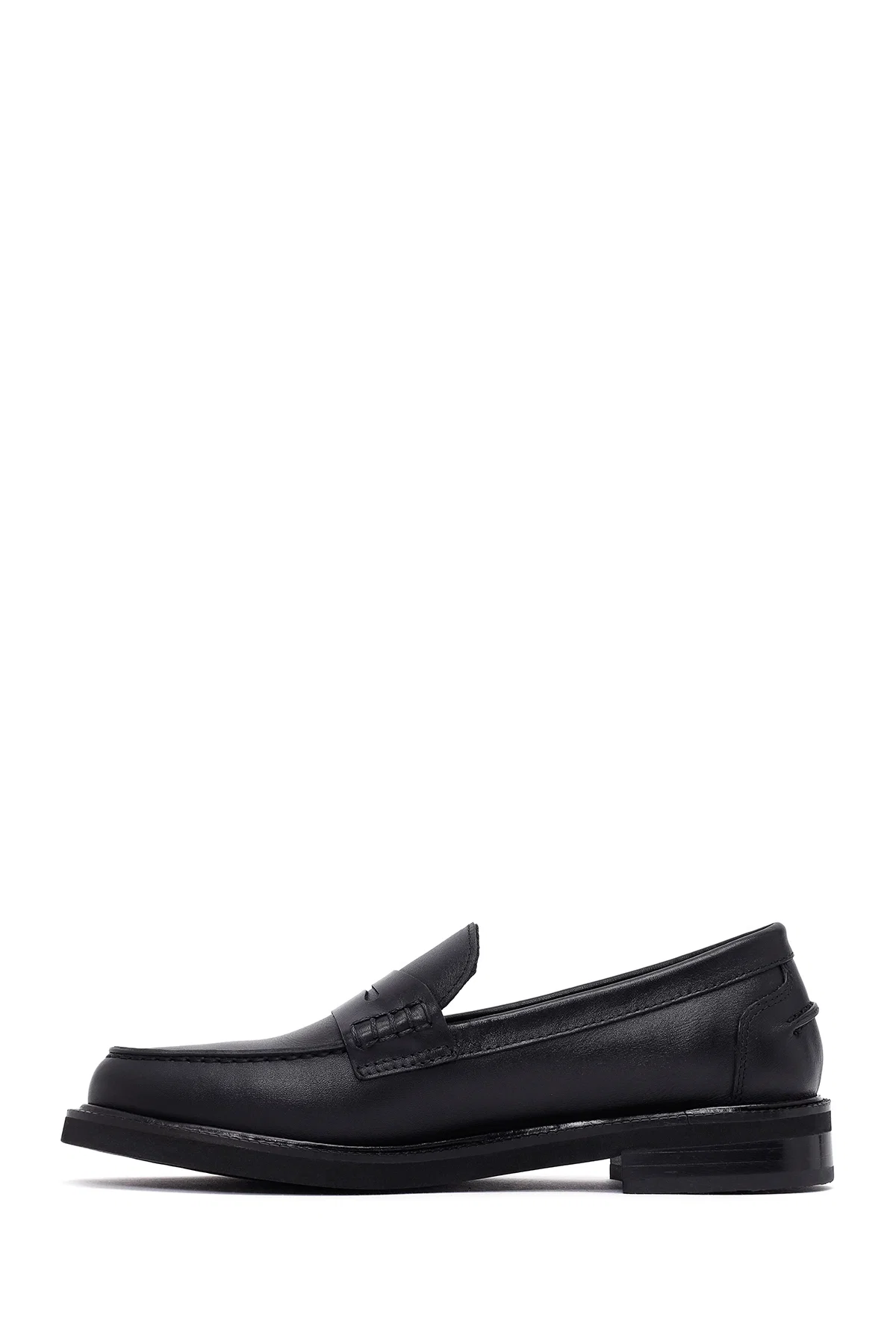 Kadın Siyah Deri Maskülen Loafer - Image 2