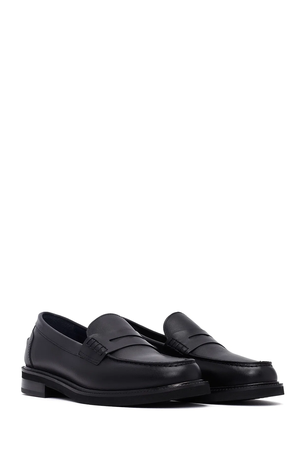 Kadın Siyah Deri Maskülen Loafer - Image 3