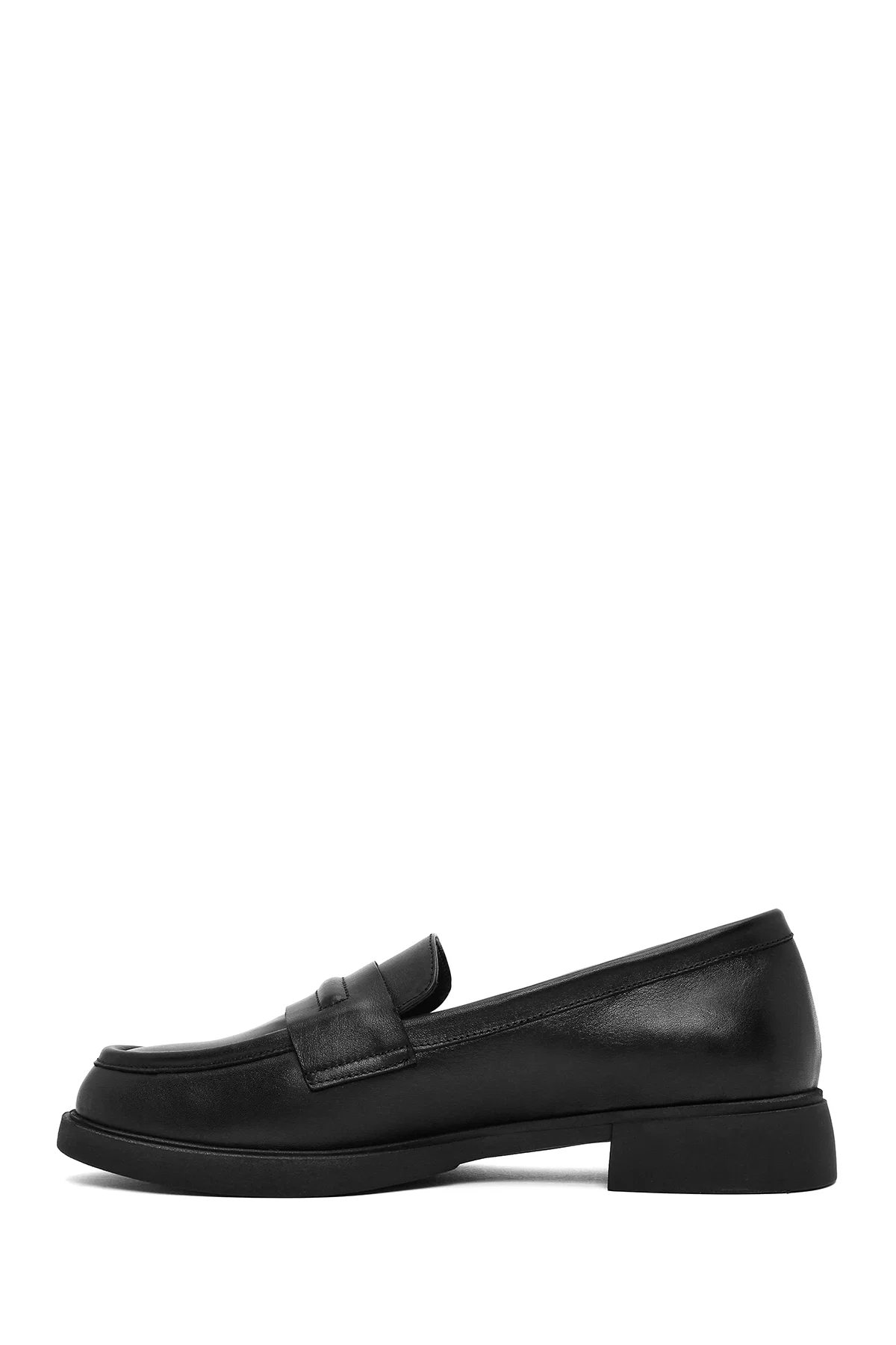 Kadın Siyah Deri Maskülen Loafer - Image 2