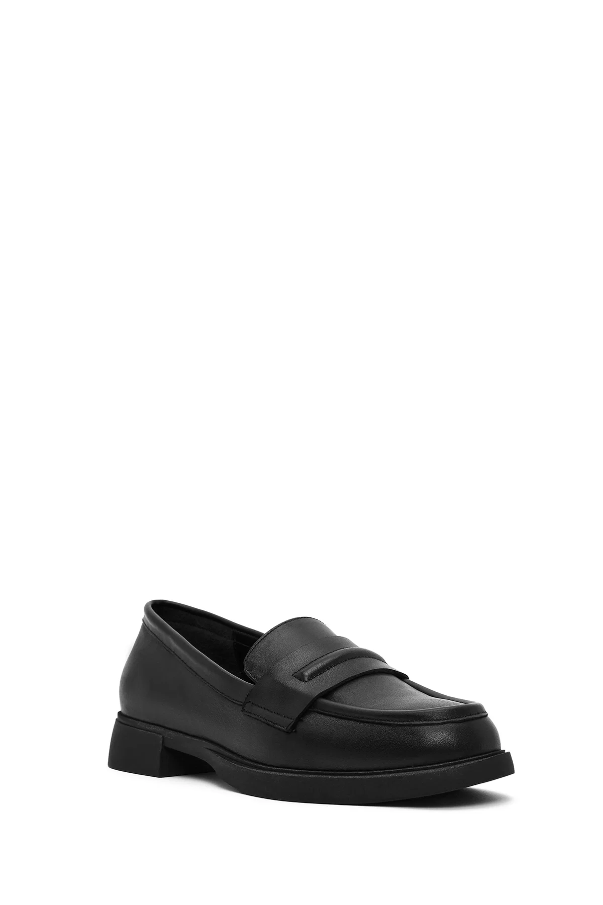 Kadın Siyah Deri Maskülen Loafer - Image 6