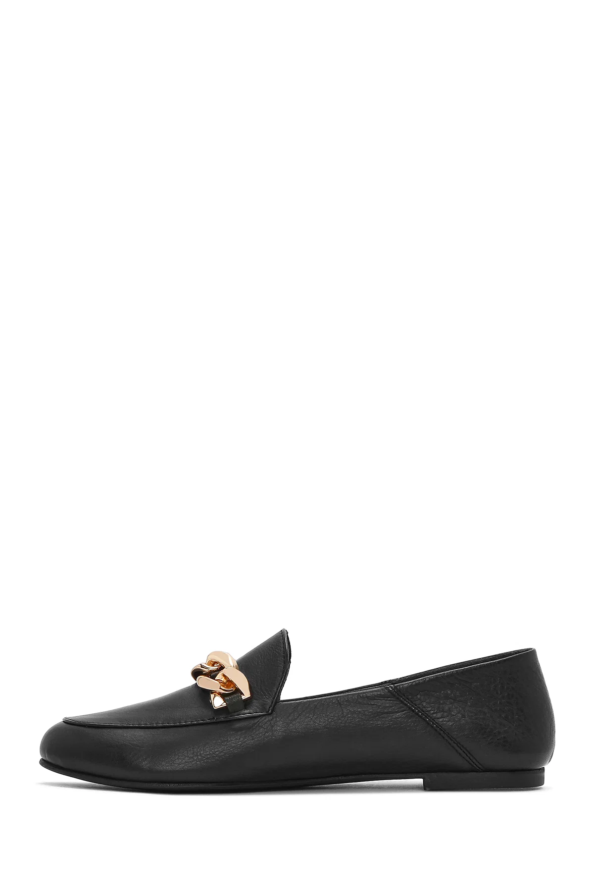 Kadın Siyah Deri Maskülen Loafer - Image 2