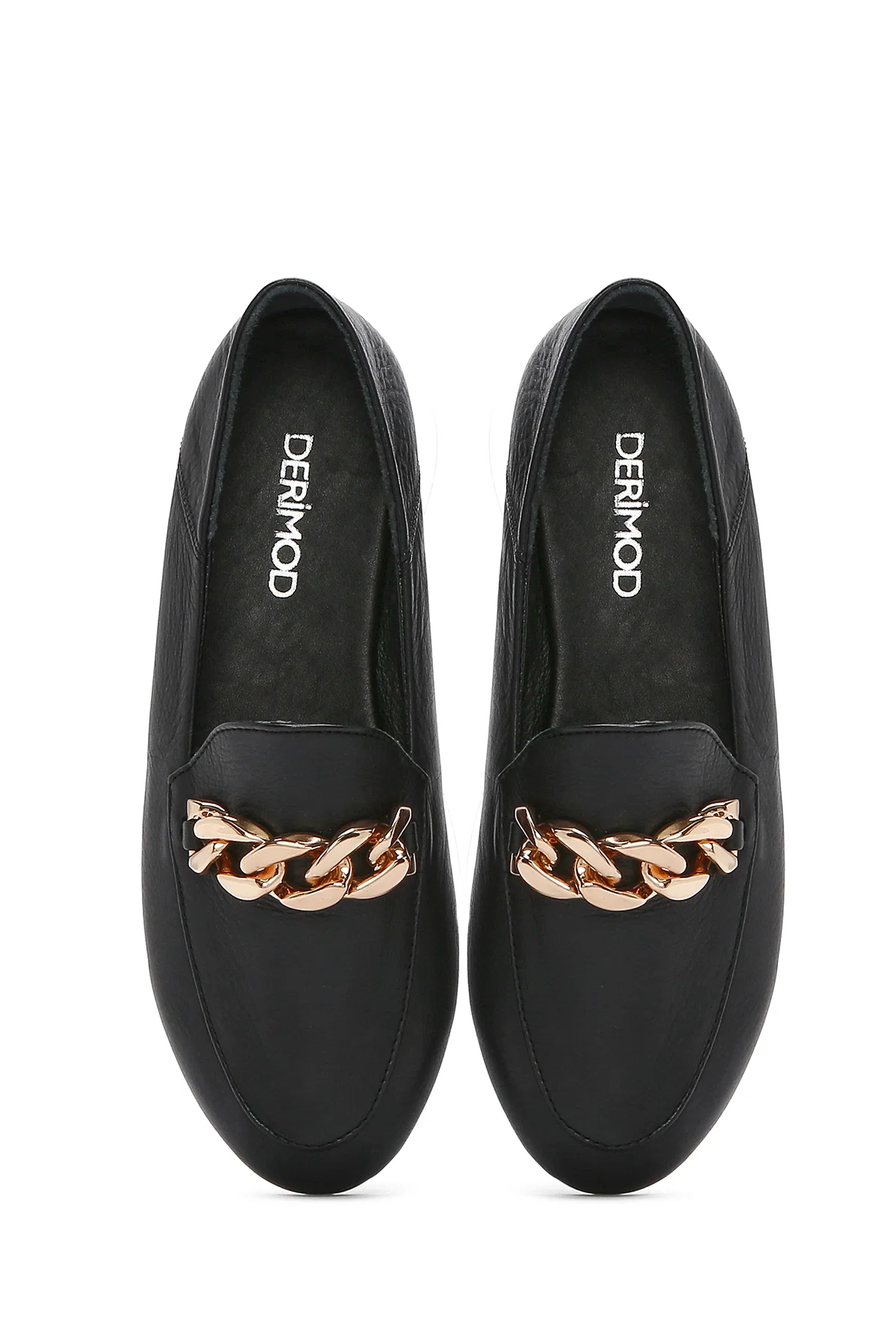 Kadın Siyah Deri Maskülen Loafer - Image 7