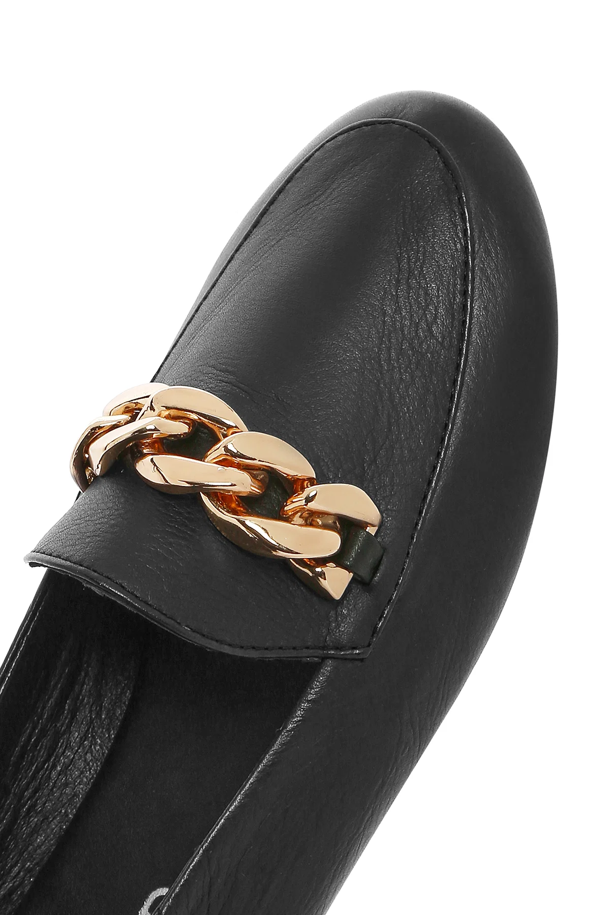 Kadın Siyah Deri Maskülen Loafer - Image 8