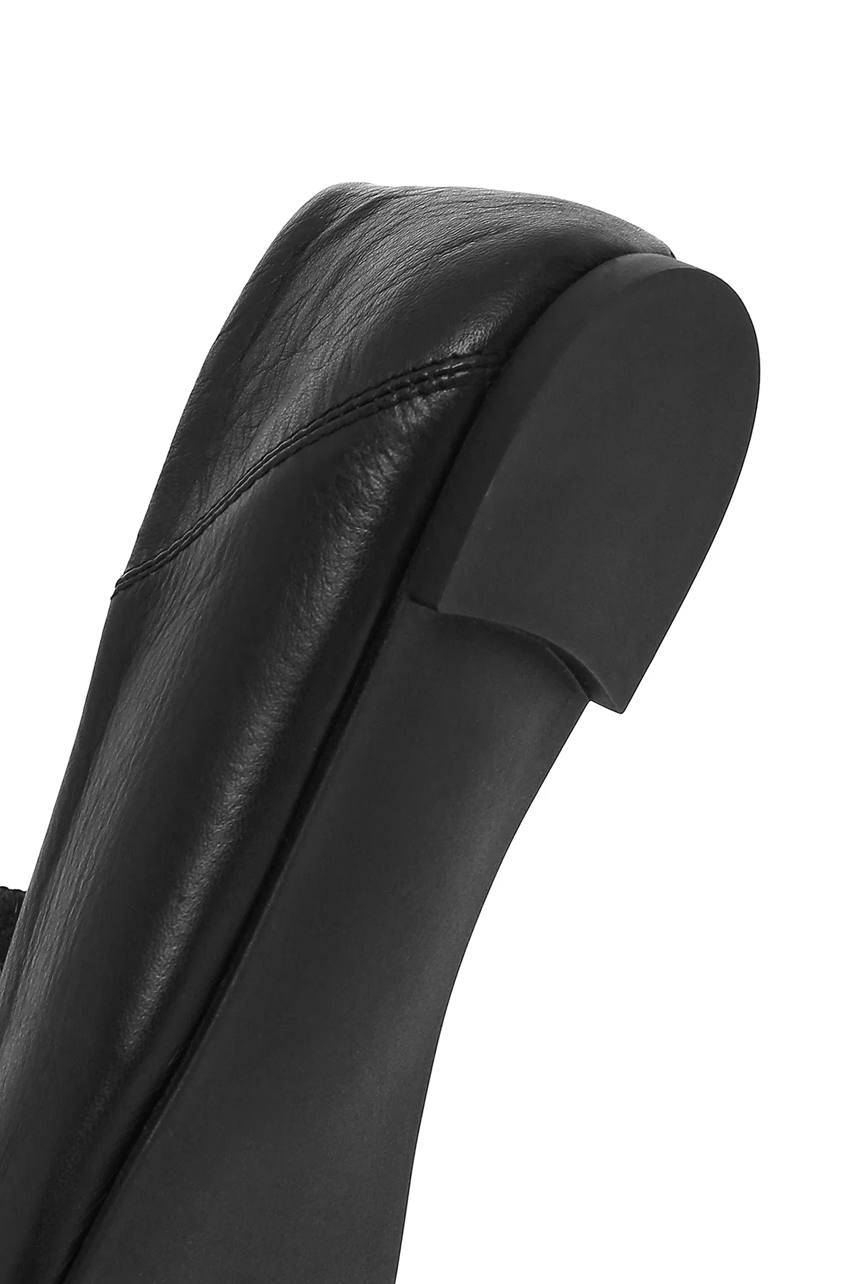 Kadın Siyah Deri Maskülen Loafer - Image 9