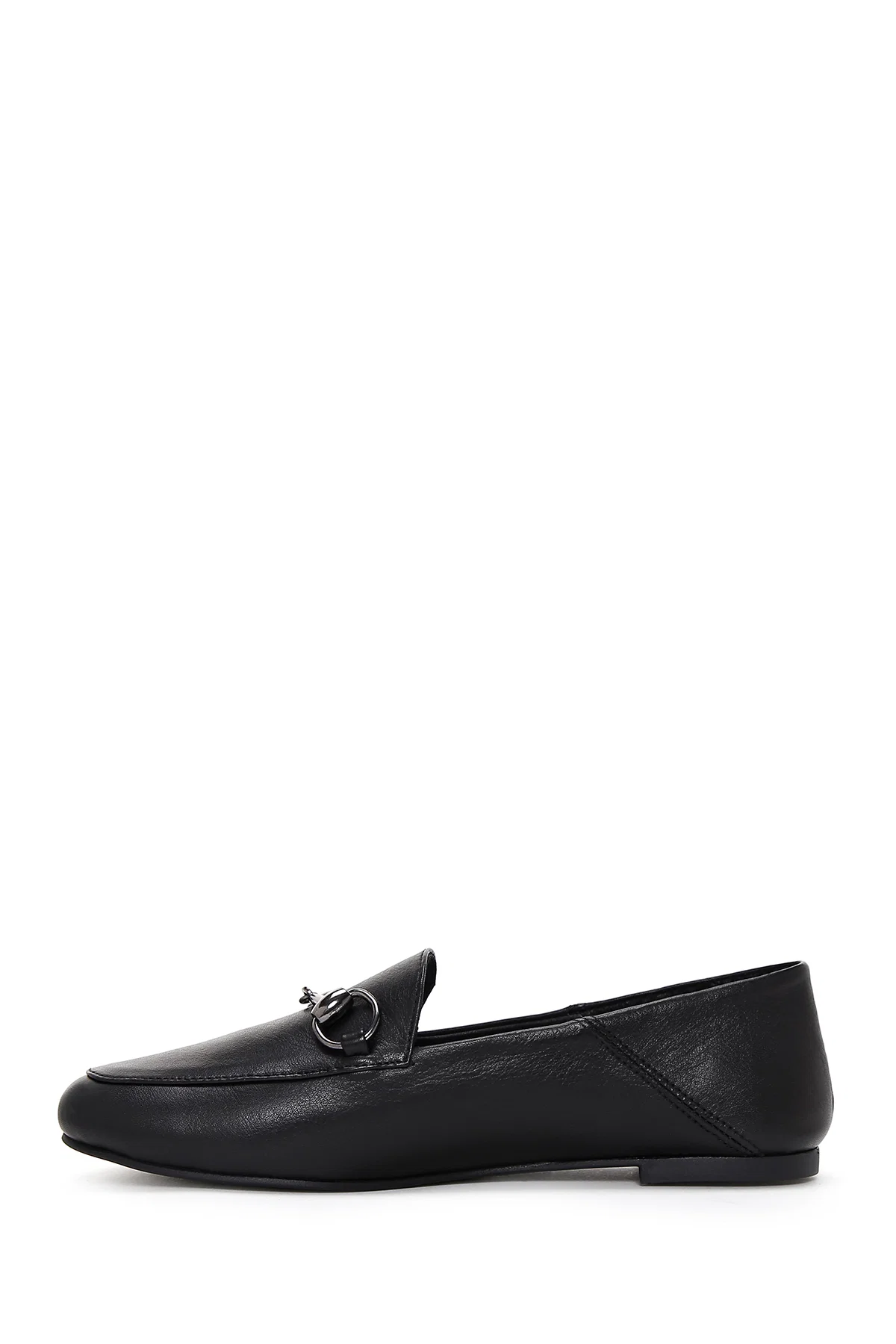 Kadın Siyah Deri Maskülen Loafer - Image 2