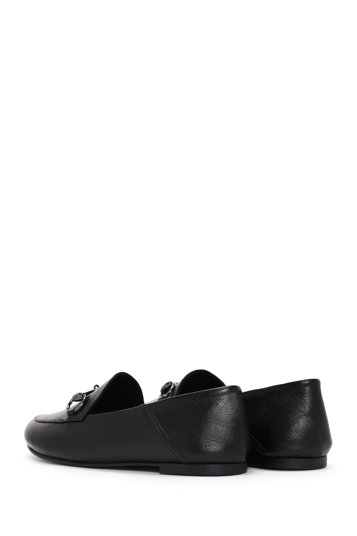 Kadın Siyah Deri Maskülen Loafer - Image 5