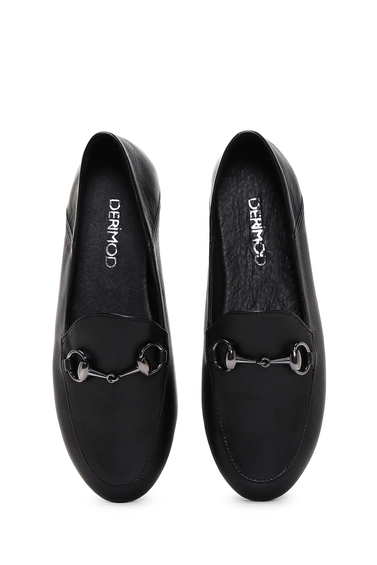 Kadın Siyah Deri Maskülen Loafer - Image 6