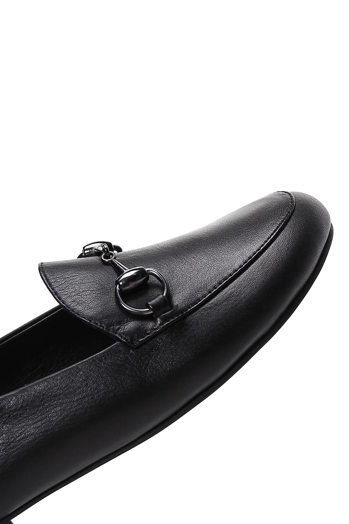 Kadın Siyah Deri Maskülen Loafer - Image 7