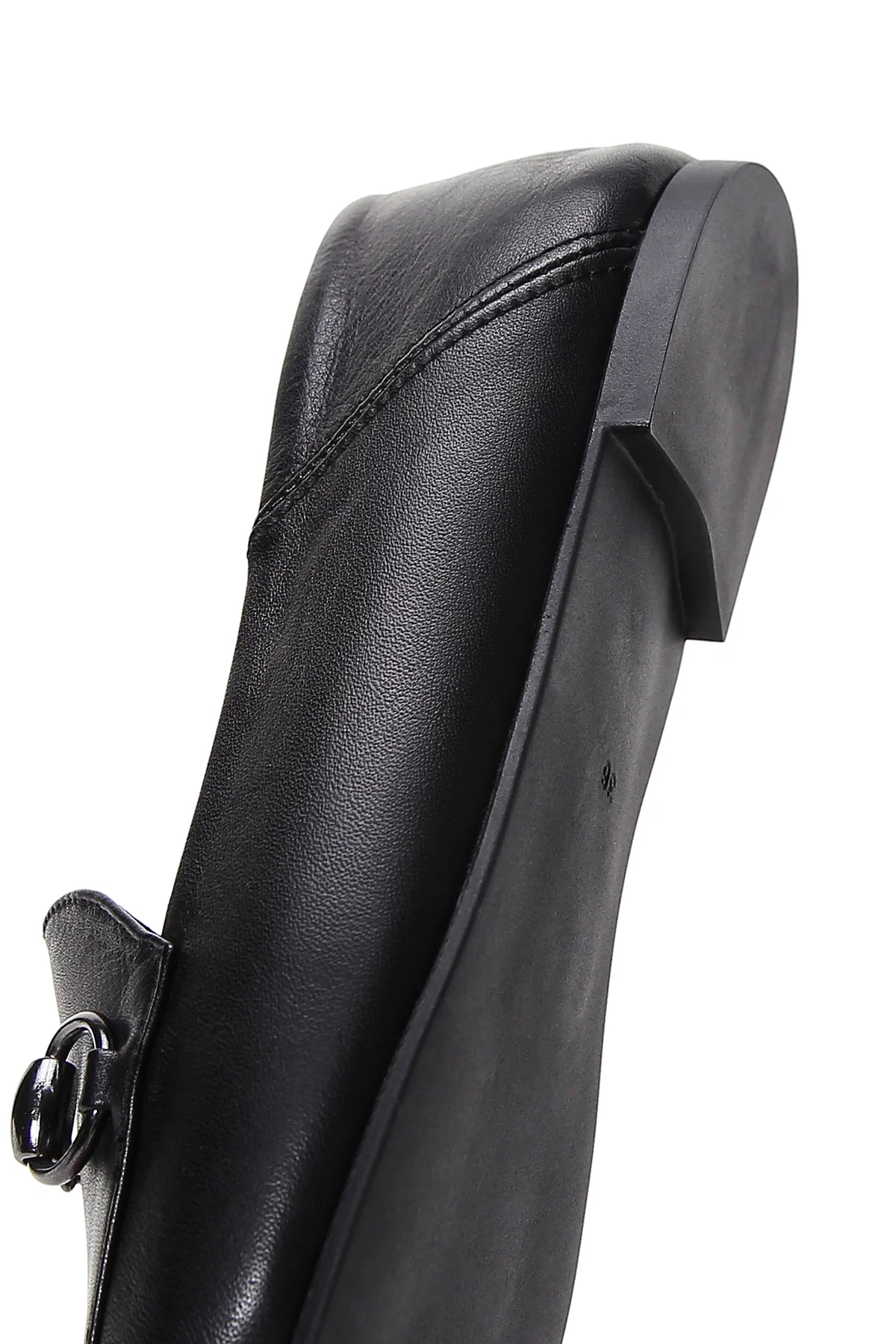Kadın Siyah Deri Maskülen Loafer - Image 8