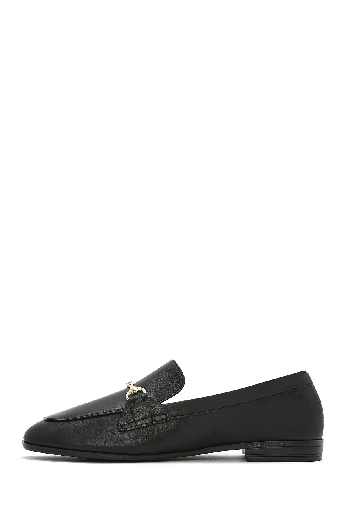 Kadın Siyah Deri Maskülen Loafer - Image 2