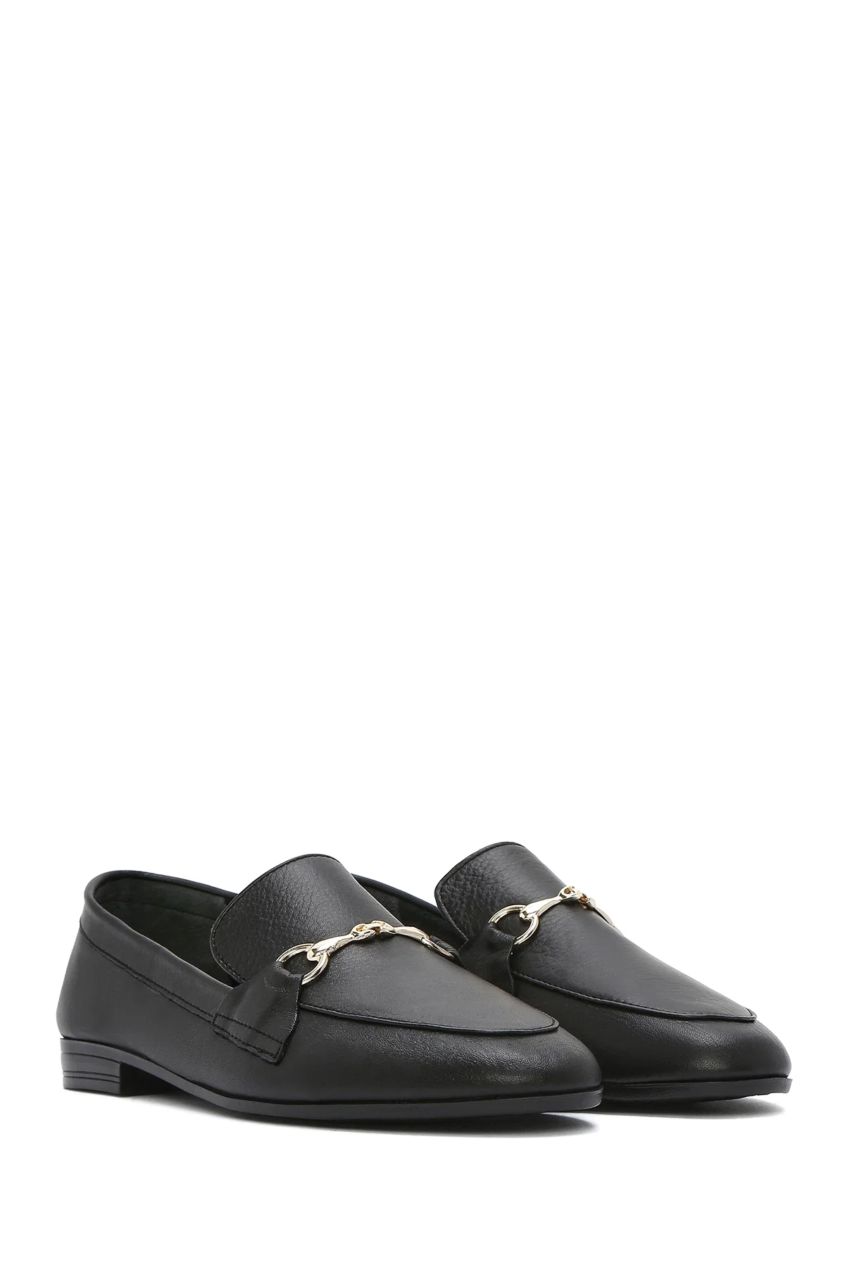 Kadın Siyah Deri Maskülen Loafer - Image 3