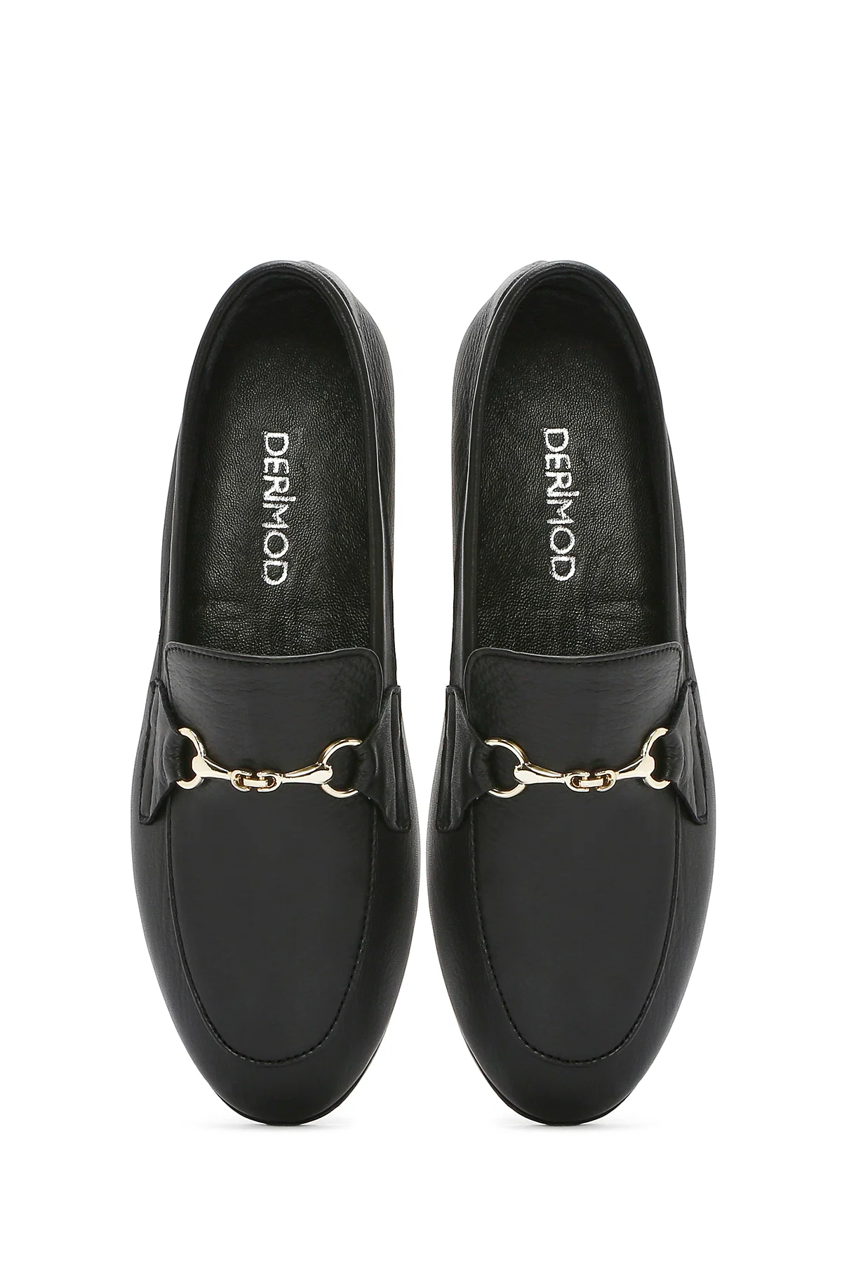 Kadın Siyah Deri Maskülen Loafer - Image 7
