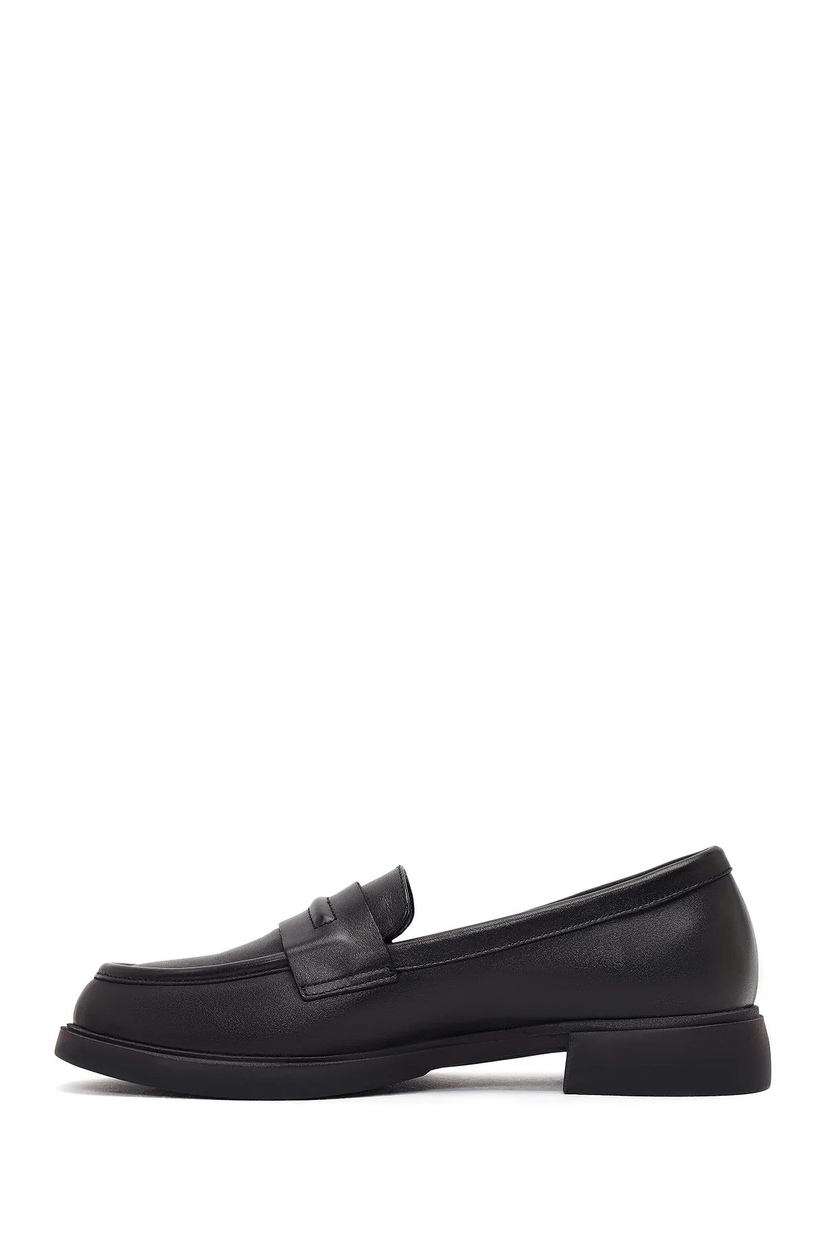 Kadın Siyah Deri Maskülen Loafer - Image 3