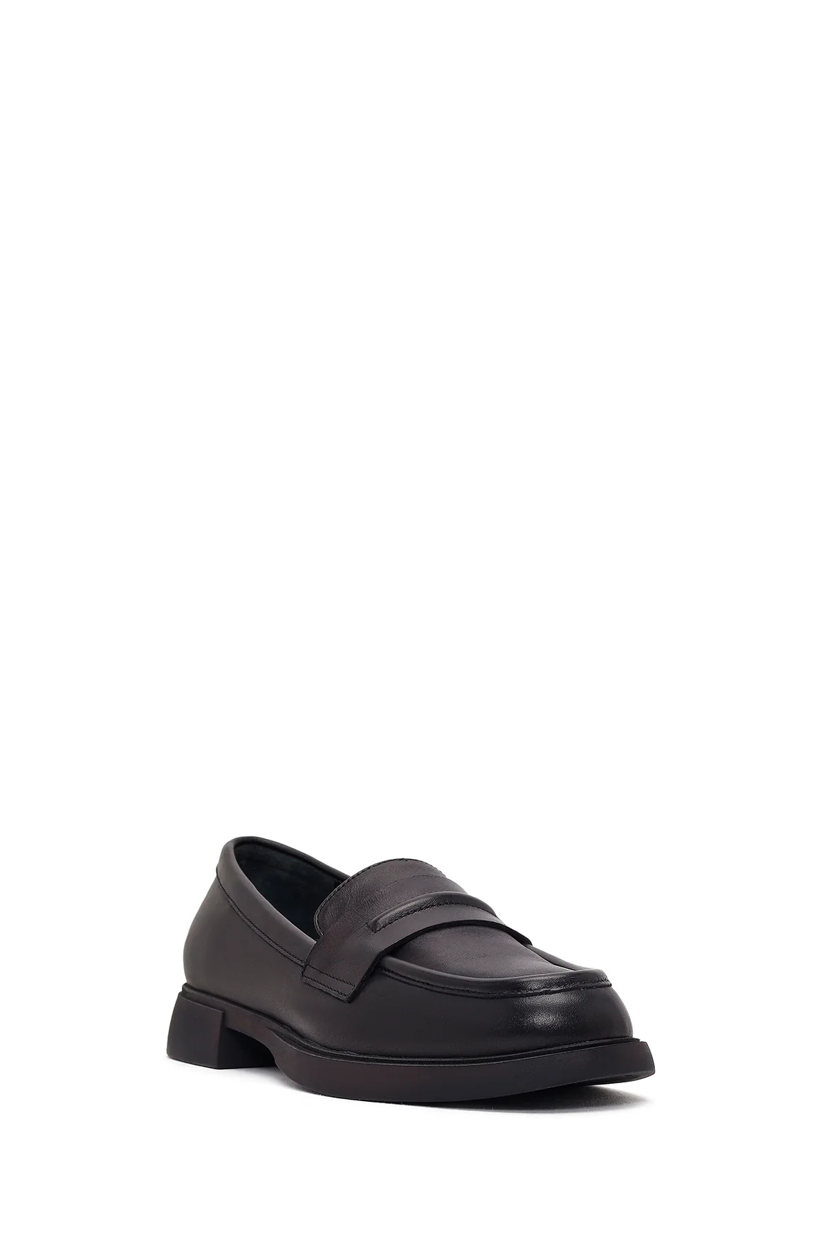 Kadın Siyah Deri Maskülen Loafer - Image 7