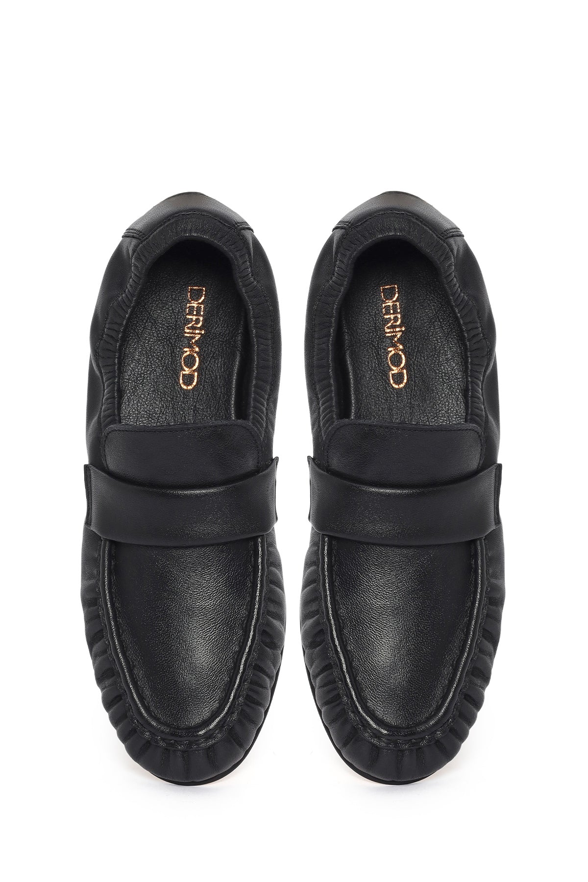 Kadın Siyah Deri Maskülen Loafer - Image 4