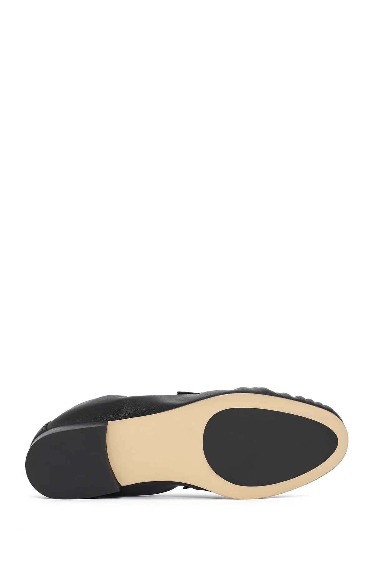 Kadın Siyah Deri Maskülen Loafer - Image 5