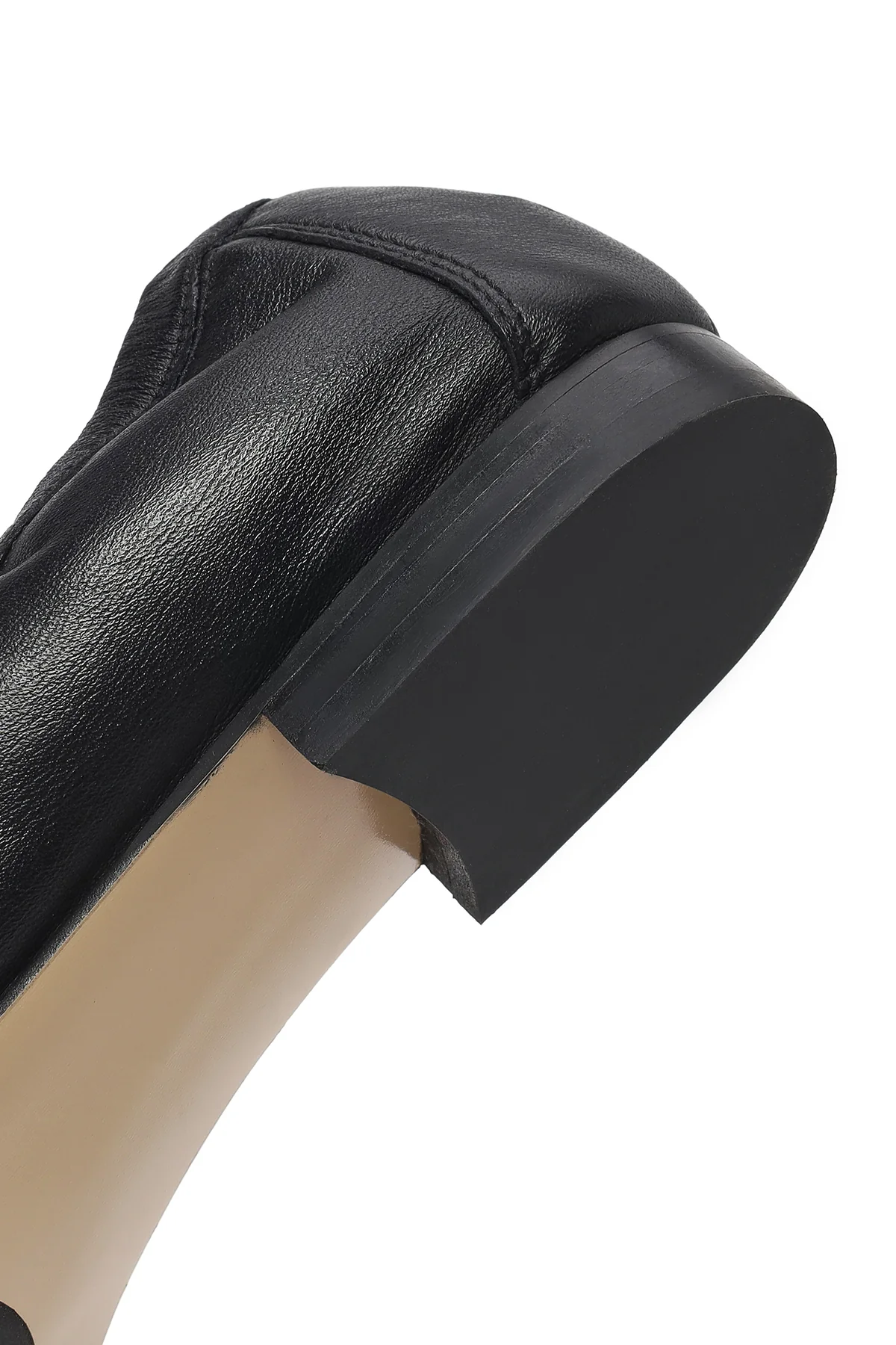 Kadın Siyah Deri Maskülen Loafer - Image 8