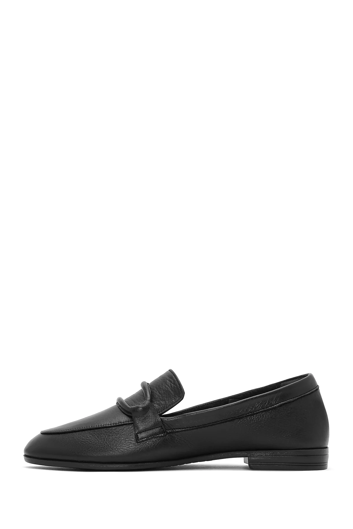 Kadın Siyah Deri Maskülen Loafer - Image 3