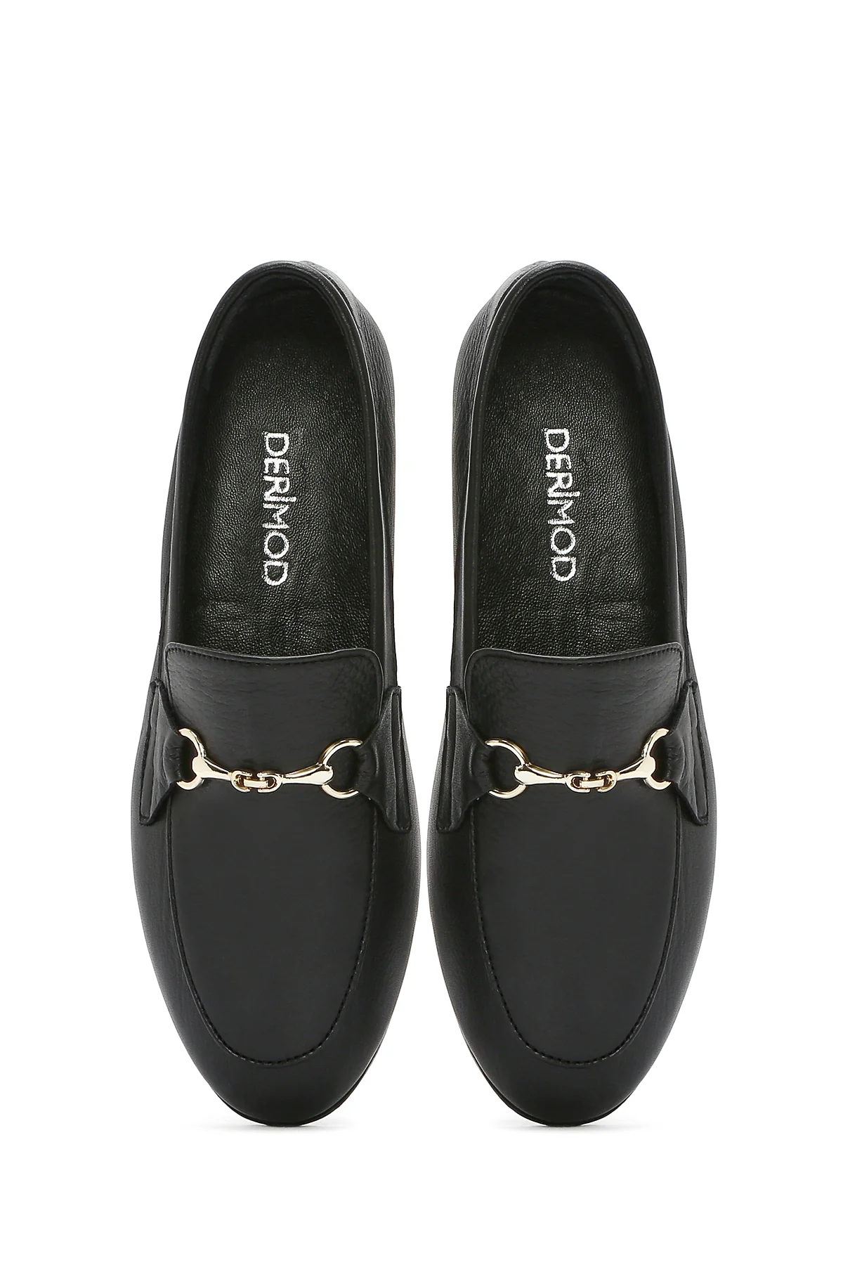 Kadın Siyah Deri Maskülen Loafer - Image 4