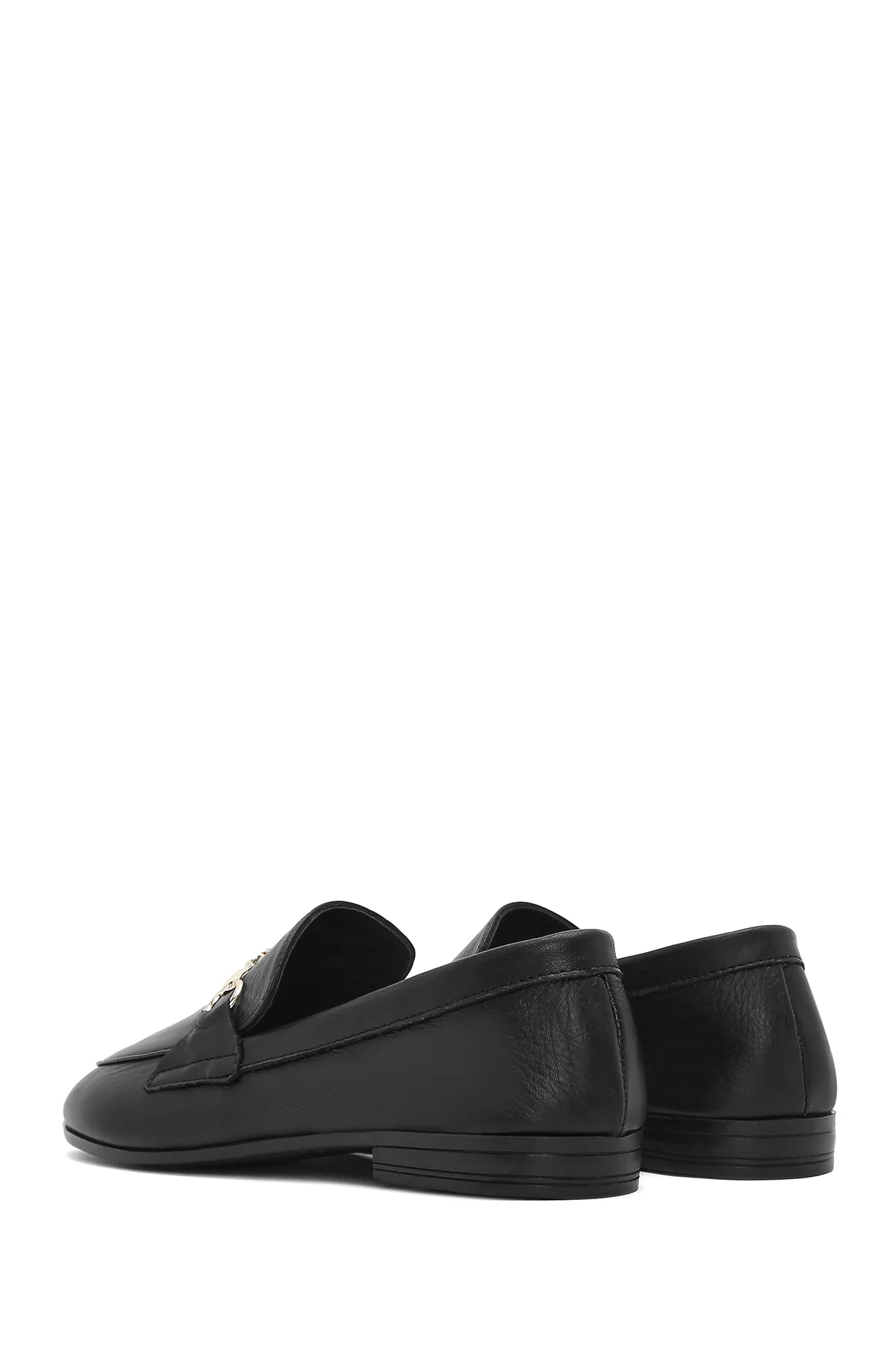 Kadın Siyah Deri Maskülen Loafer - Image 6