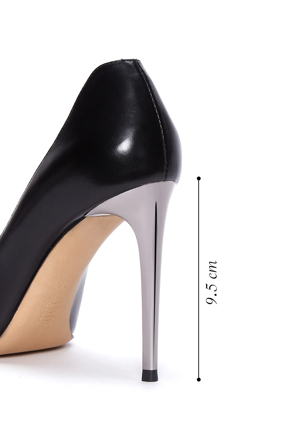 Kadın Siyah Deri Metal Topuklu Stiletto - Image 2