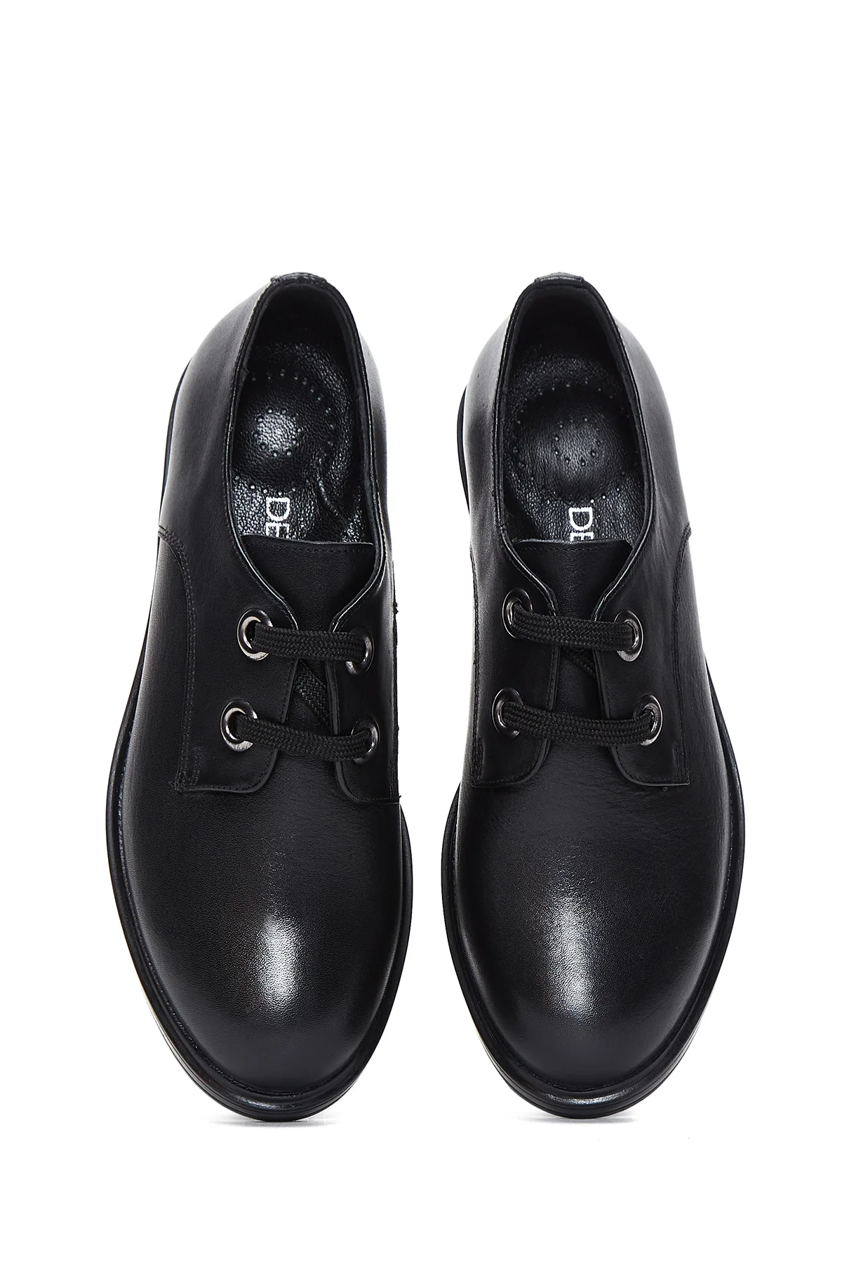 Kadın Siyah Deri Oxford Ayakkabı - Image 6