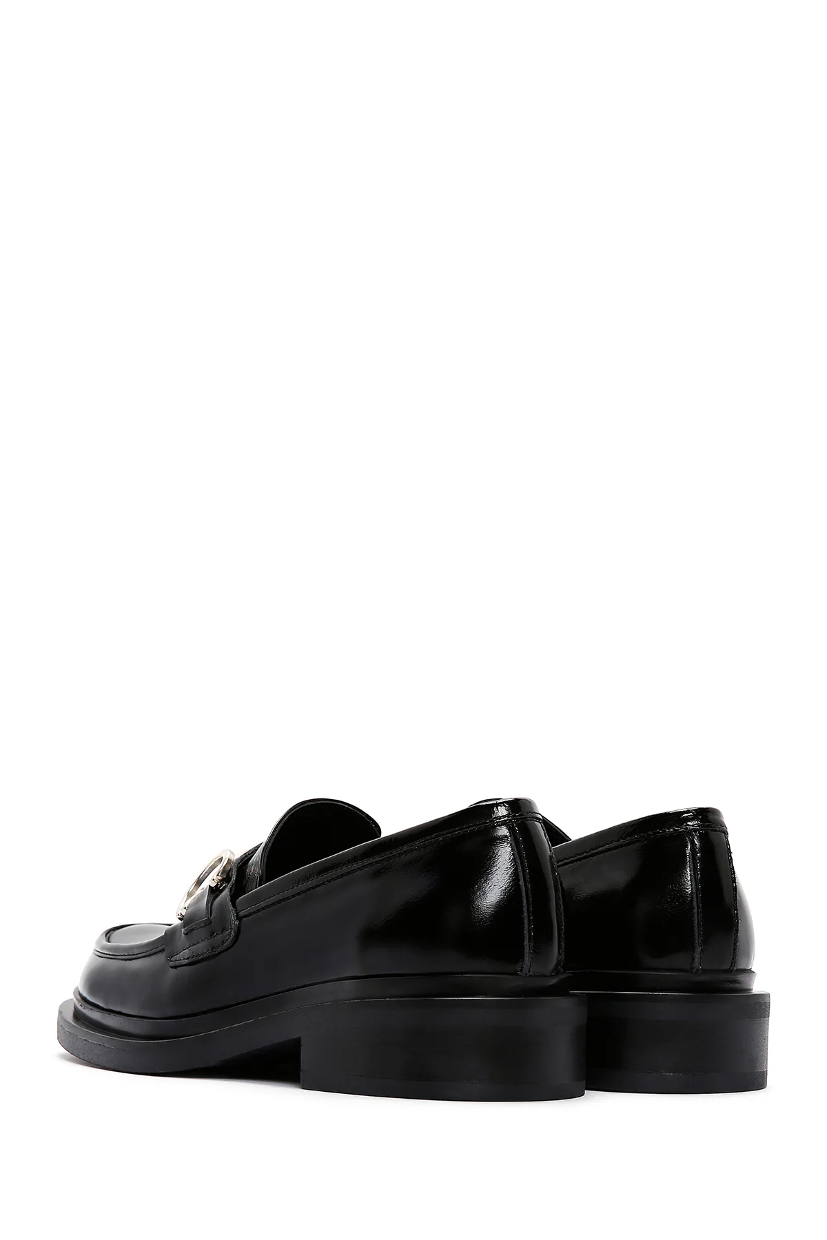 Kadın Siyah Deri Rugan Maskülen Klasik Loafer - Image 5
