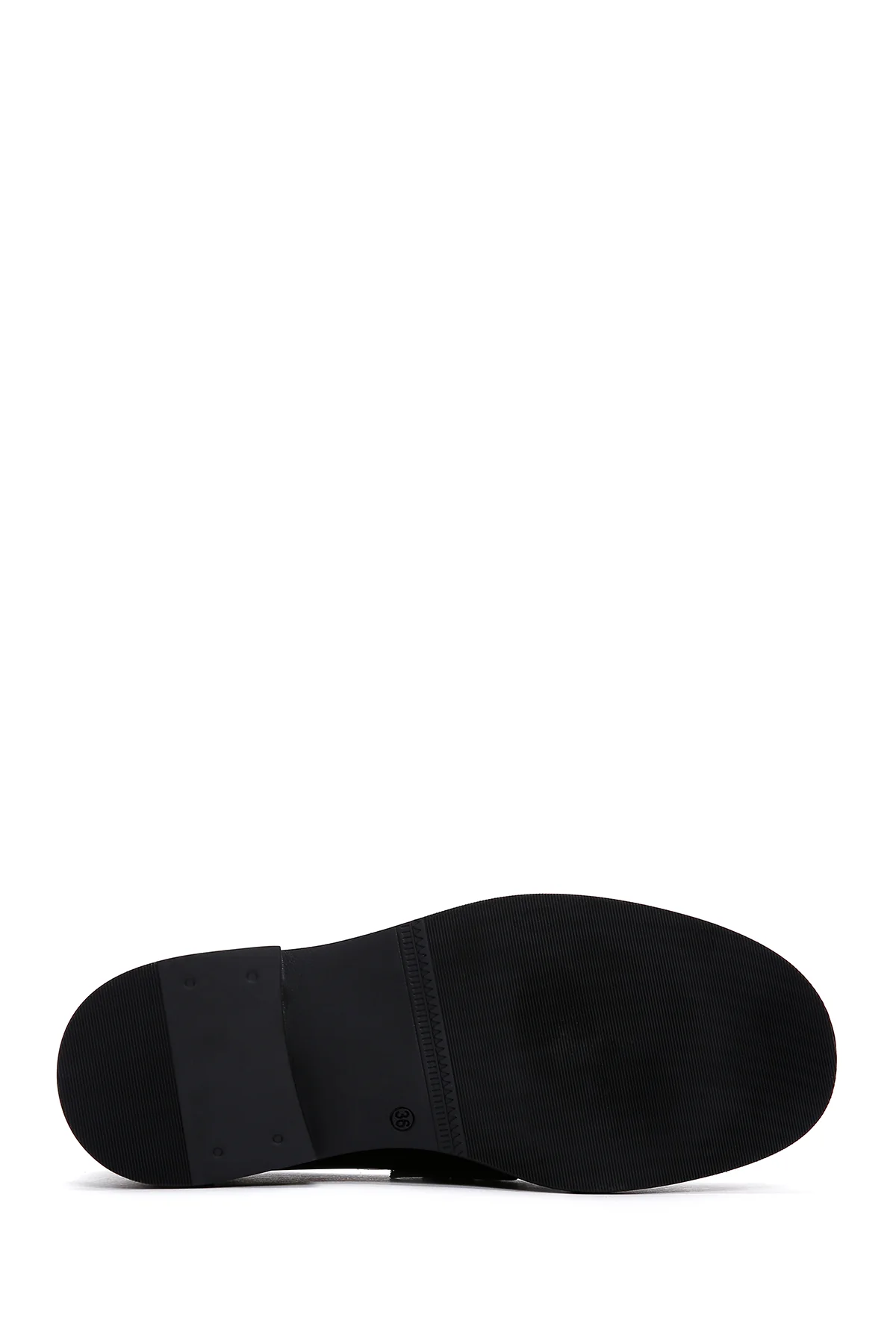 Kadın Siyah Deri Rugan Maskülen Loafer - Image 4