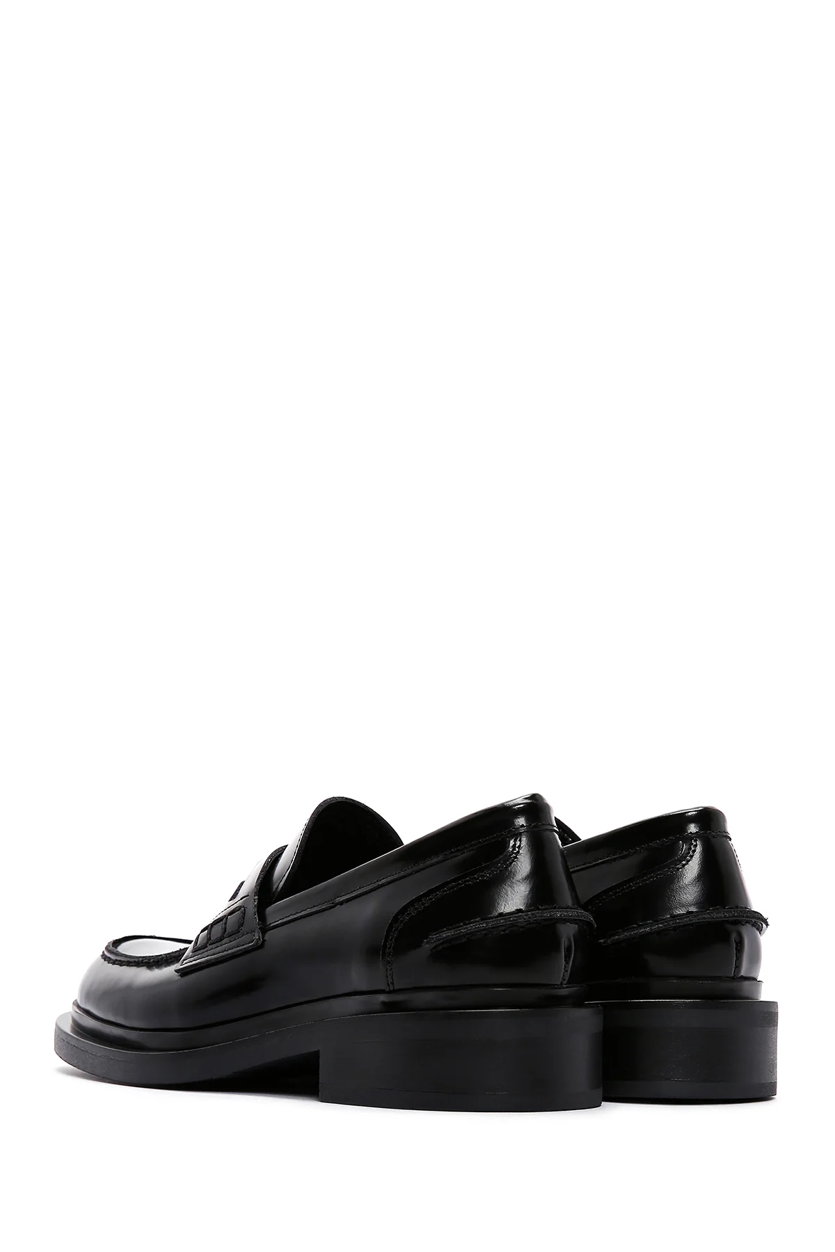 Kadın Siyah Deri Rugan Maskülen Loafer - Image 5