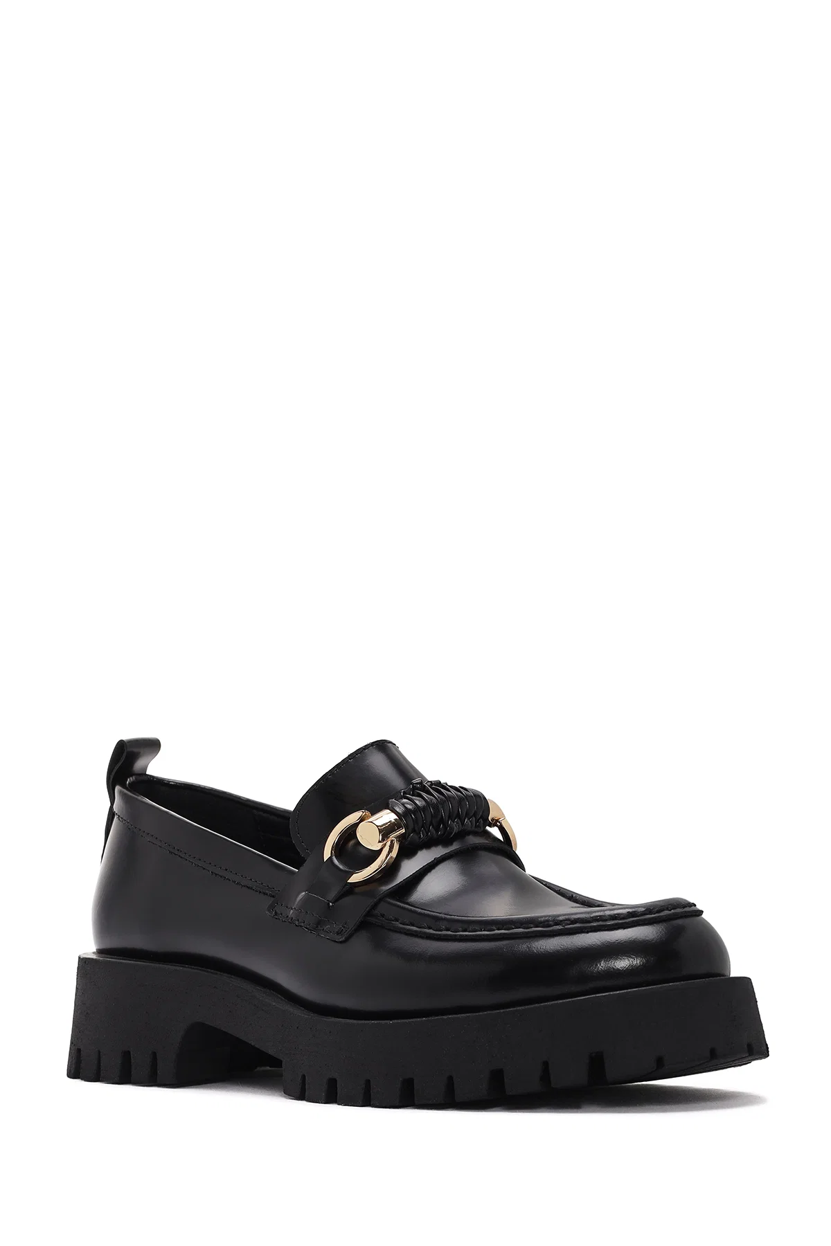 Kadın Siyah Deri Rugan Maskülen Loafer - Image 6