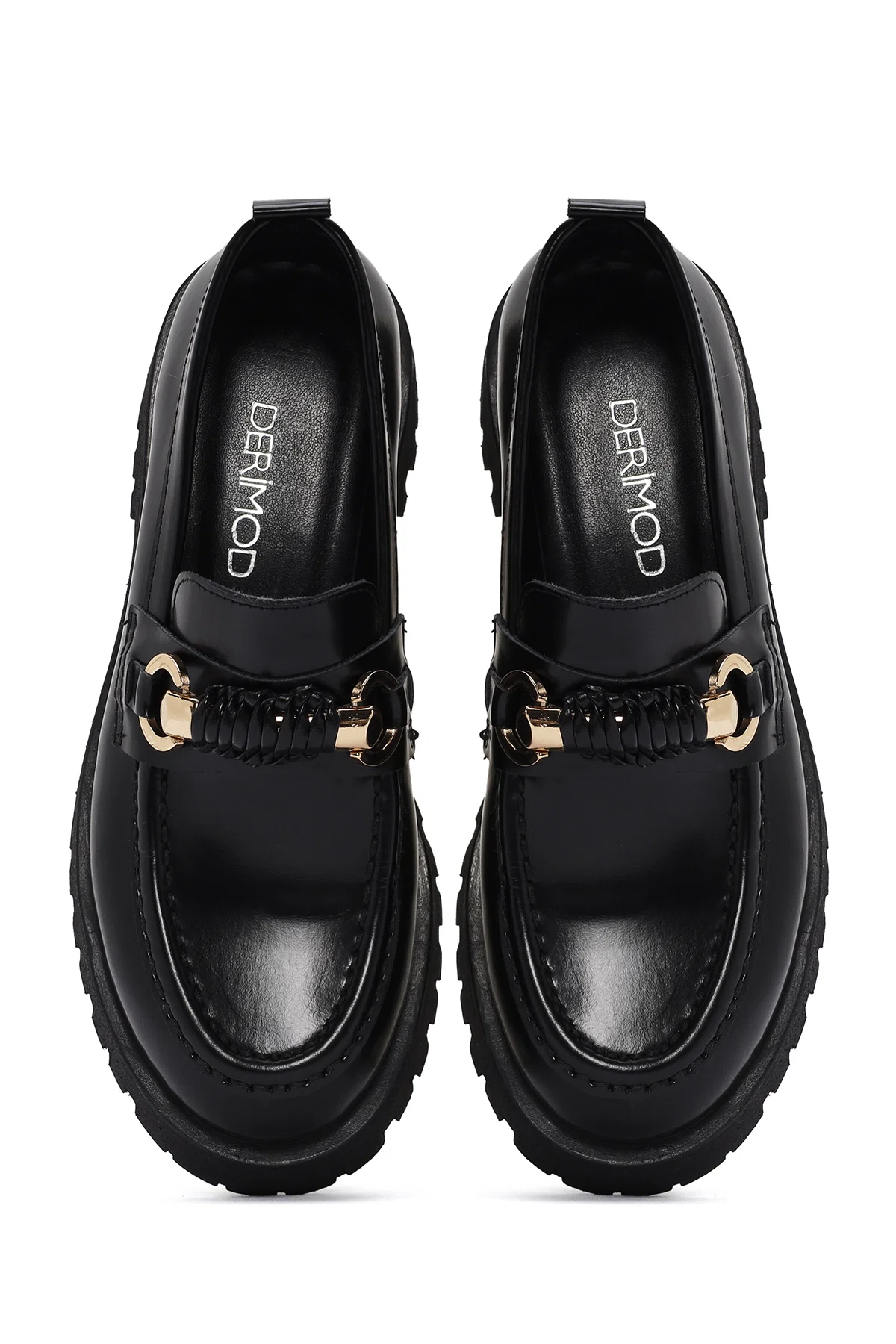 Kadın Siyah Deri Rugan Maskülen Loafer - Image 7