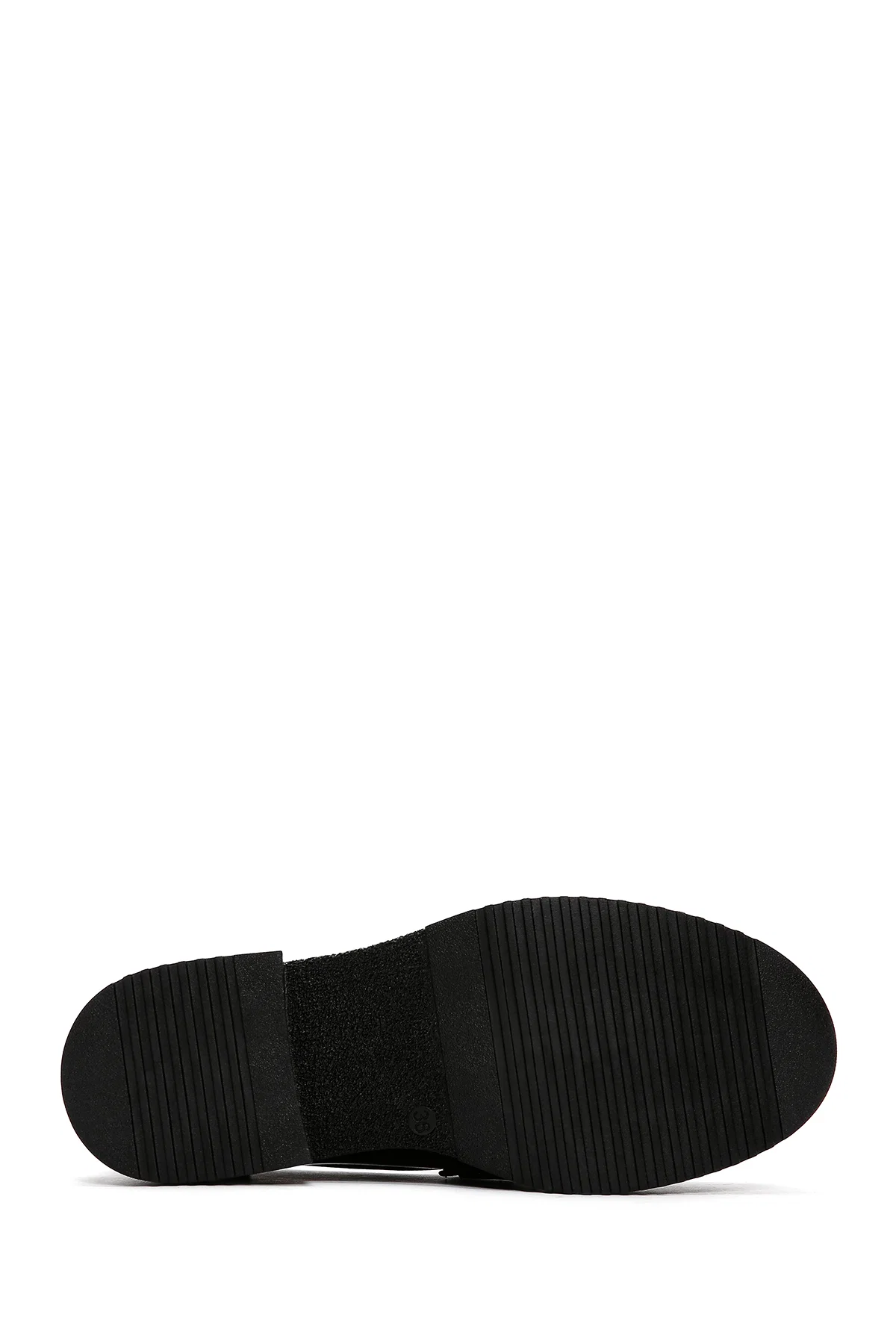 Kadın Siyah Deri Rugan Maskülen Loafer - Image 4