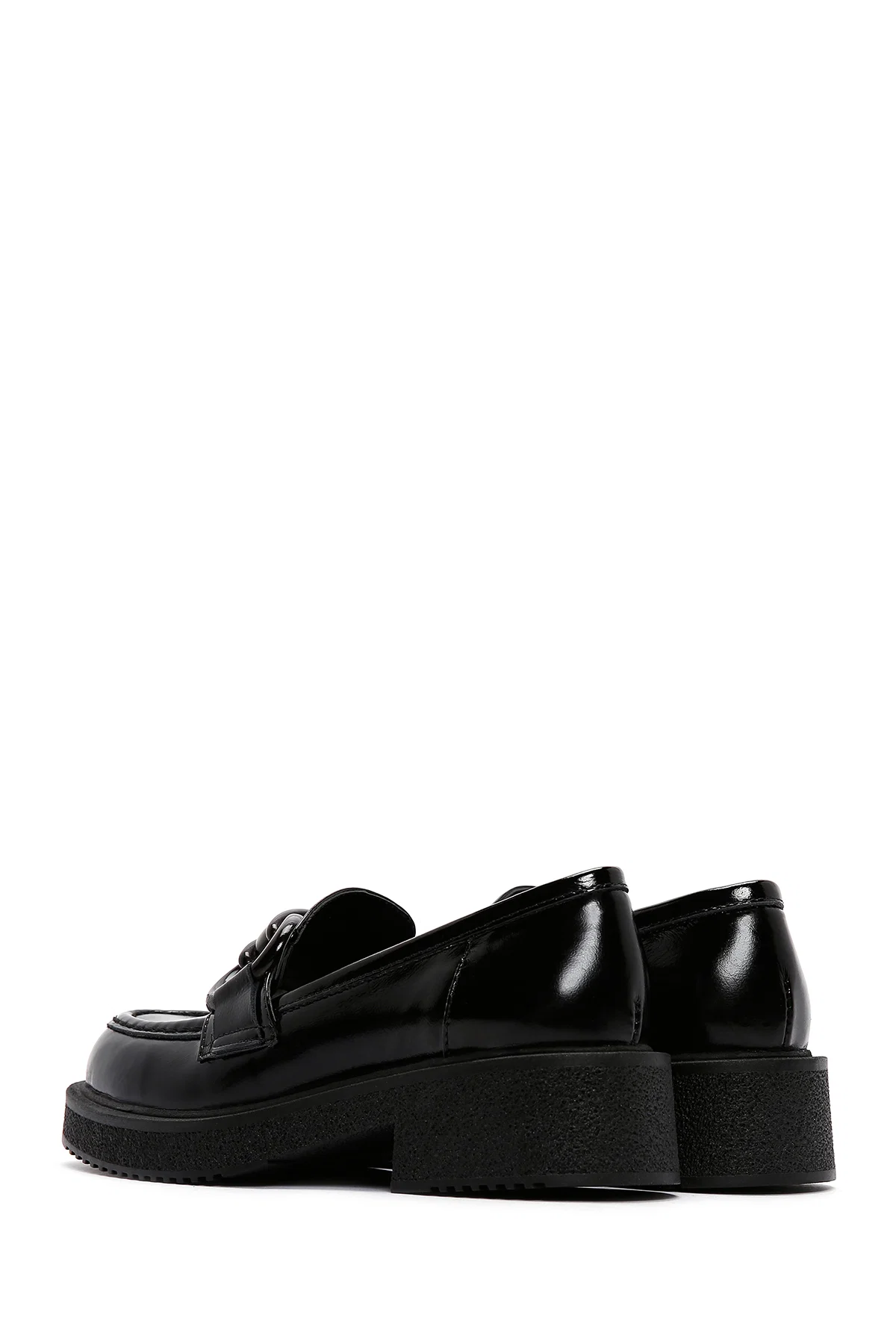 Kadın Siyah Deri Rugan Maskülen Loafer - Image 5