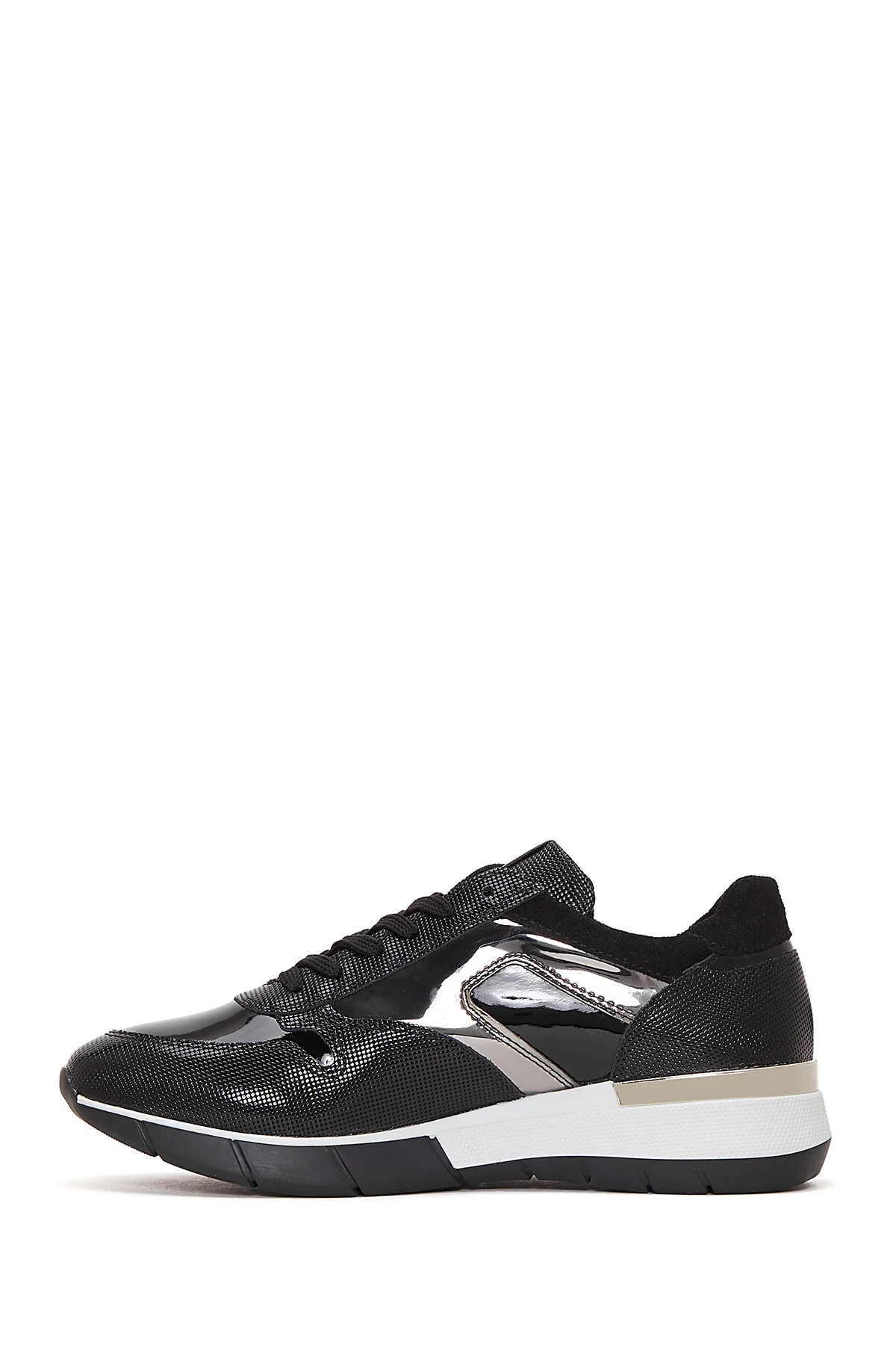 Kadın Siyah Deri Sneaker - Image 2