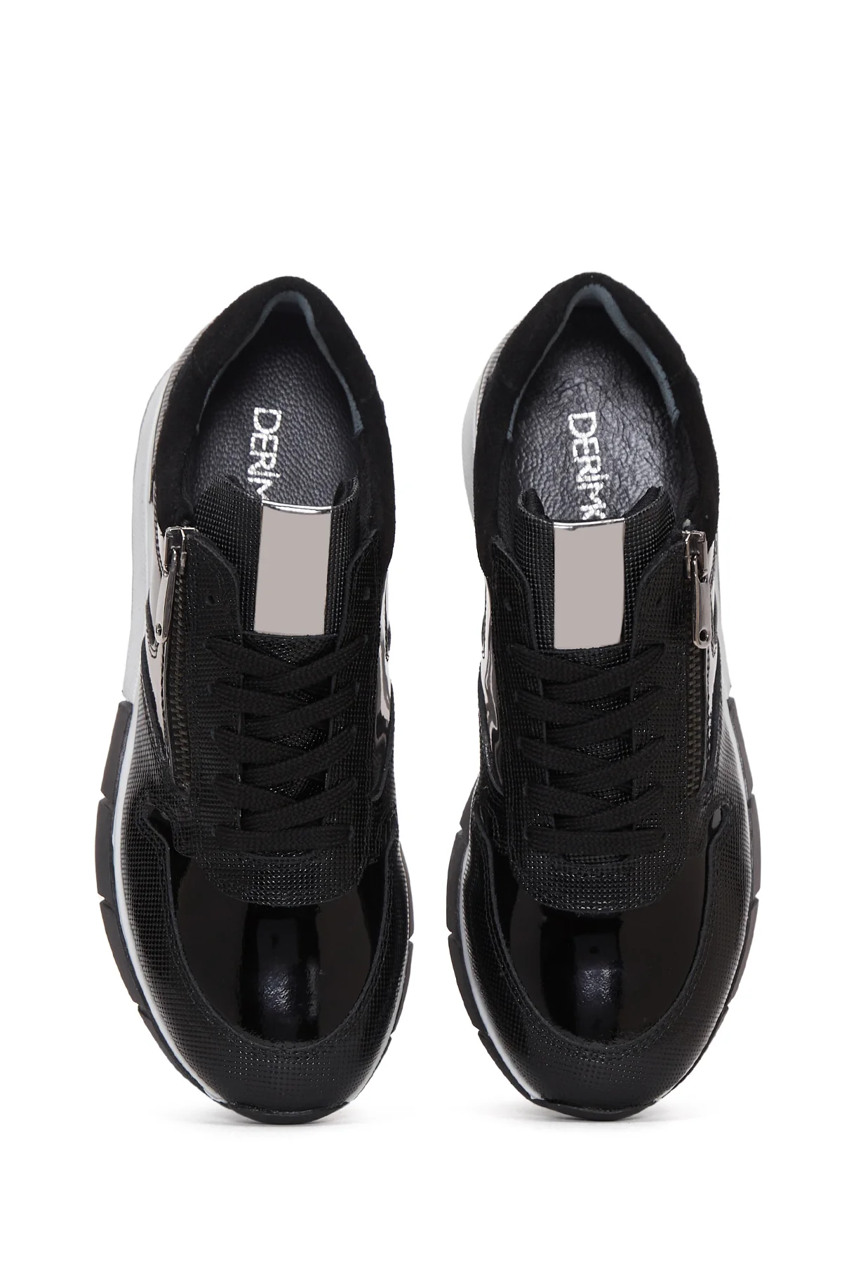 Kadın Siyah Deri Sneaker - Image 6