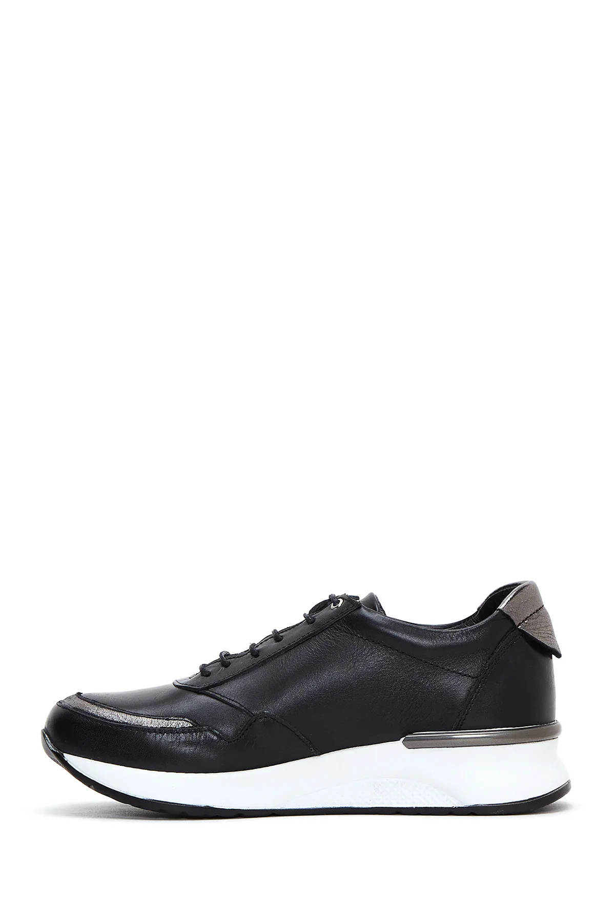 Kadın Siyah Deri Sneaker - Image 2